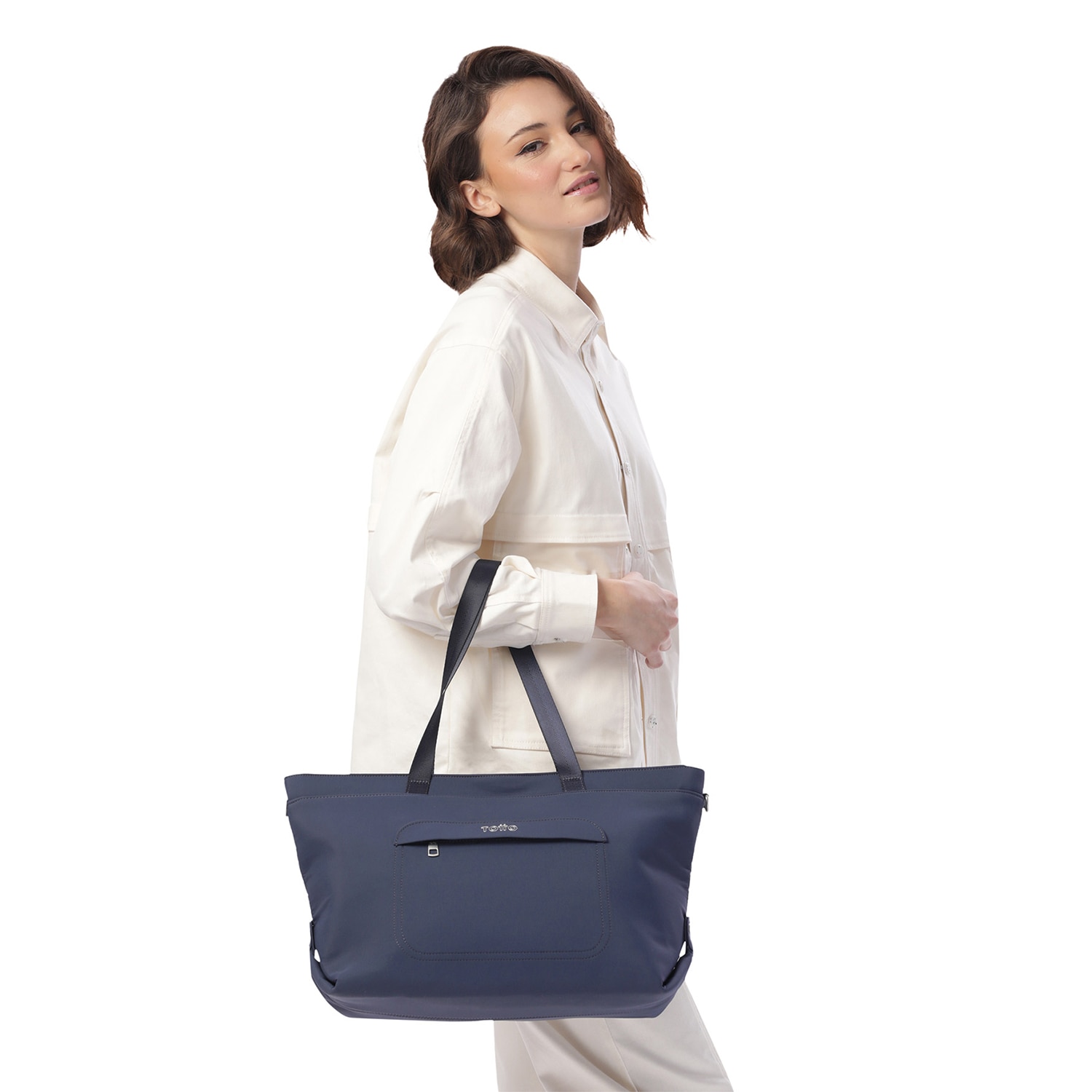 Bolso Totto Madrid grande 41 x 25 x 17 cm y capacidad de 17.42L Azul-5