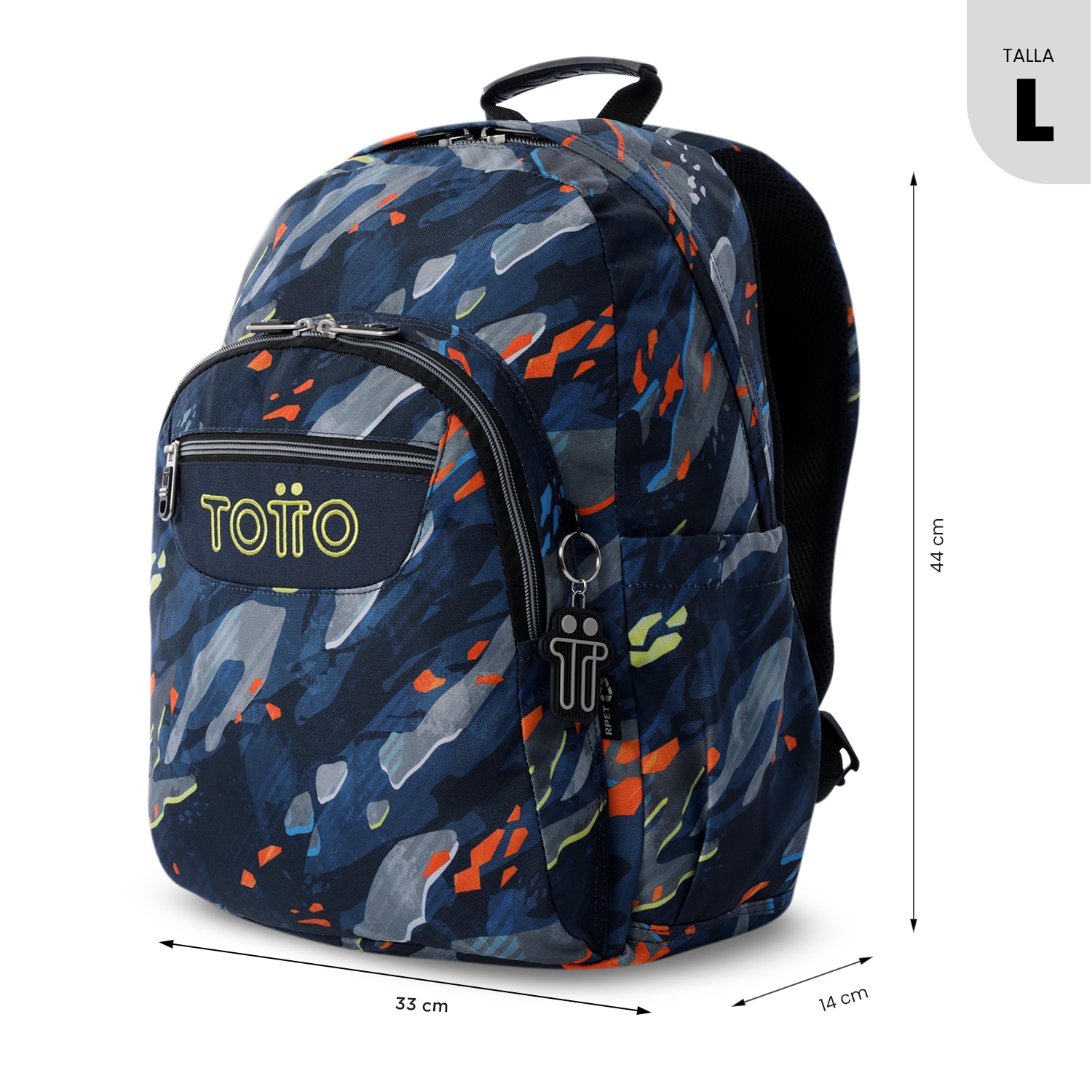 Mochila escolar totto acuareles groove para portátil de 14” y adaptable a carro Azul / Amarillo-3