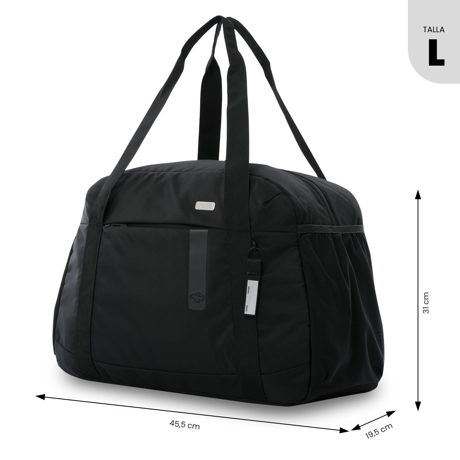 Bolsa viaje Totto Elan grande, medidas 51 x 35 x 19 cm y capacidad de 33,90L - Negro Negro-4