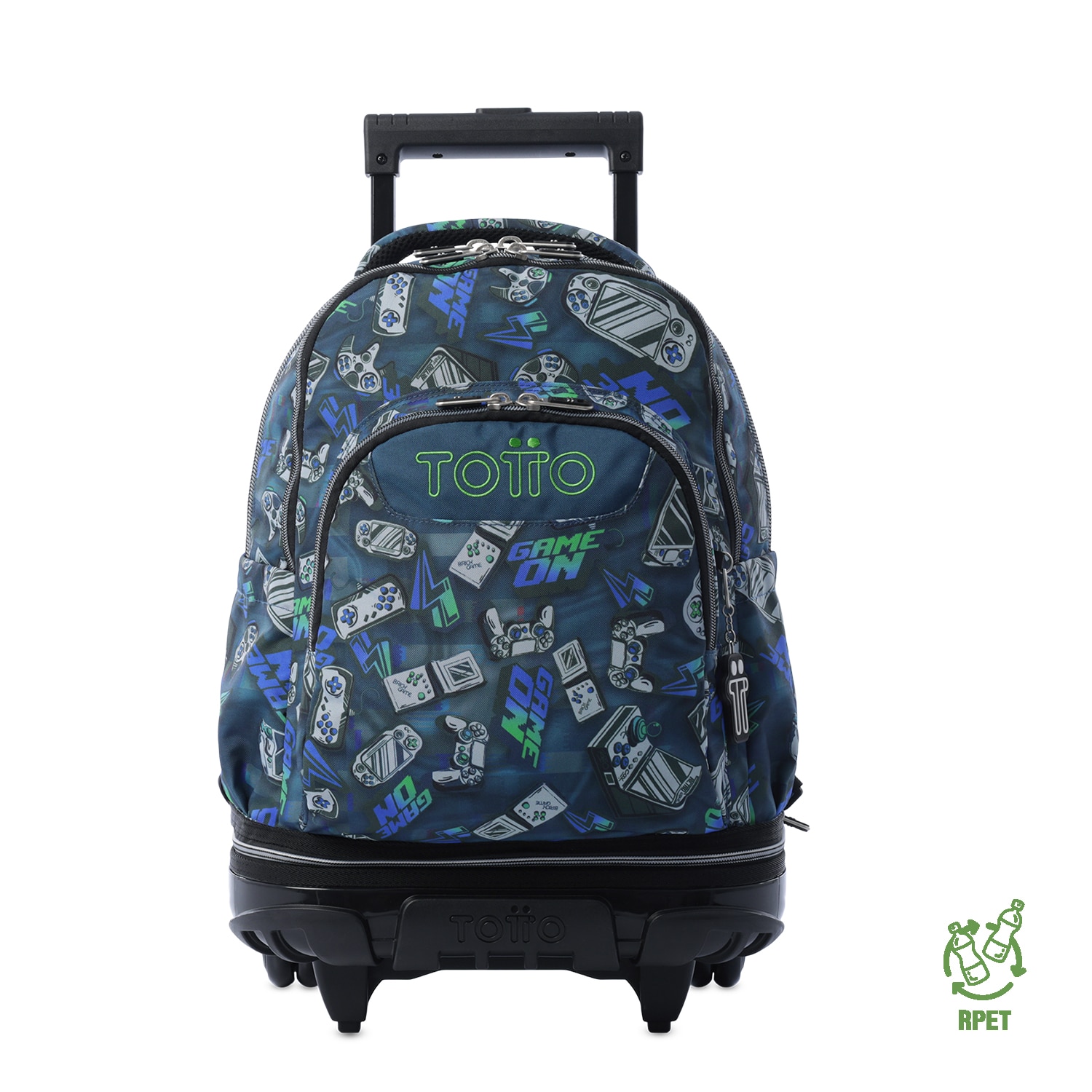 Mochila escolar ruedas totto tiza desmontable button para portátil de 15.4” y capacidad de 26l Azul / Verde-1