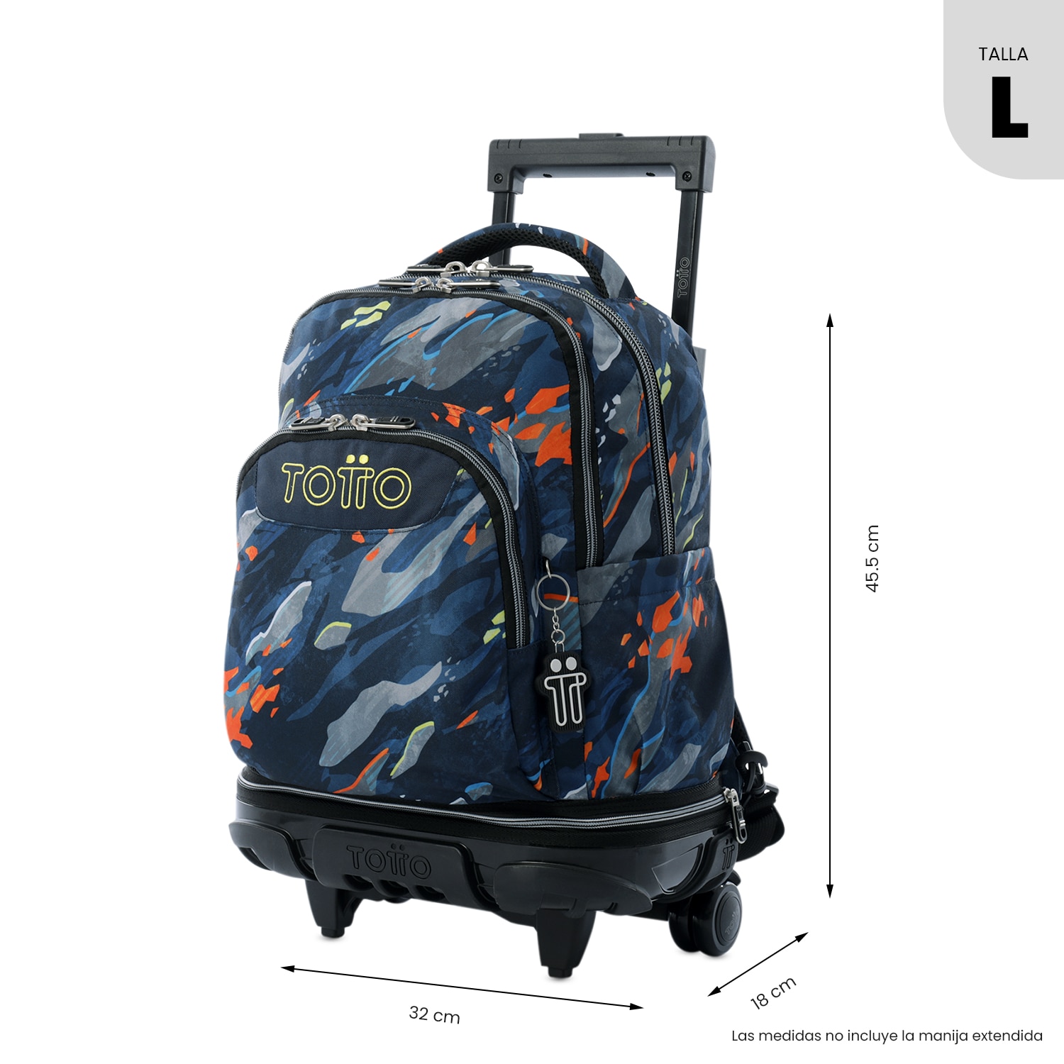 Mochila escolar ruedas totto tiza desmontable groove para portátil de 15.4” y capacidad de 26l Azul-2