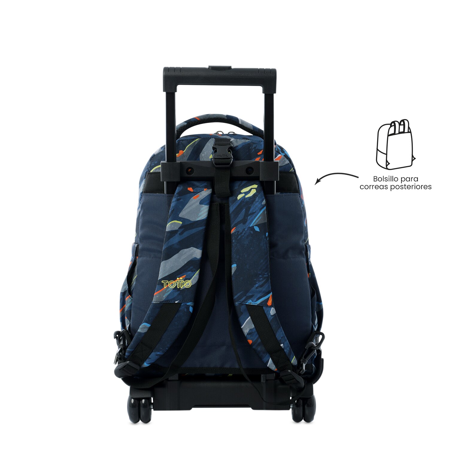 Mochila escolar ruedas totto tiza desmontable groove para portátil de 15.4” y capacidad de 26l Azul-3