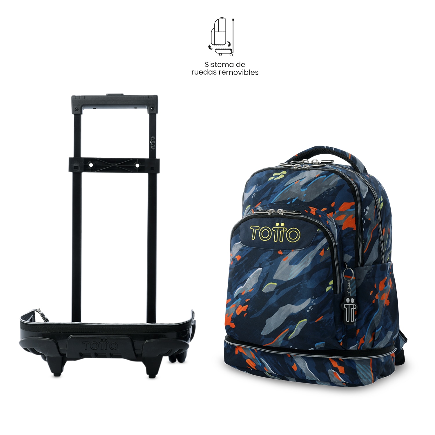 Mochila escolar ruedas totto tiza desmontable groove para portátil de 15.4” y capacidad de 26l Azul-5