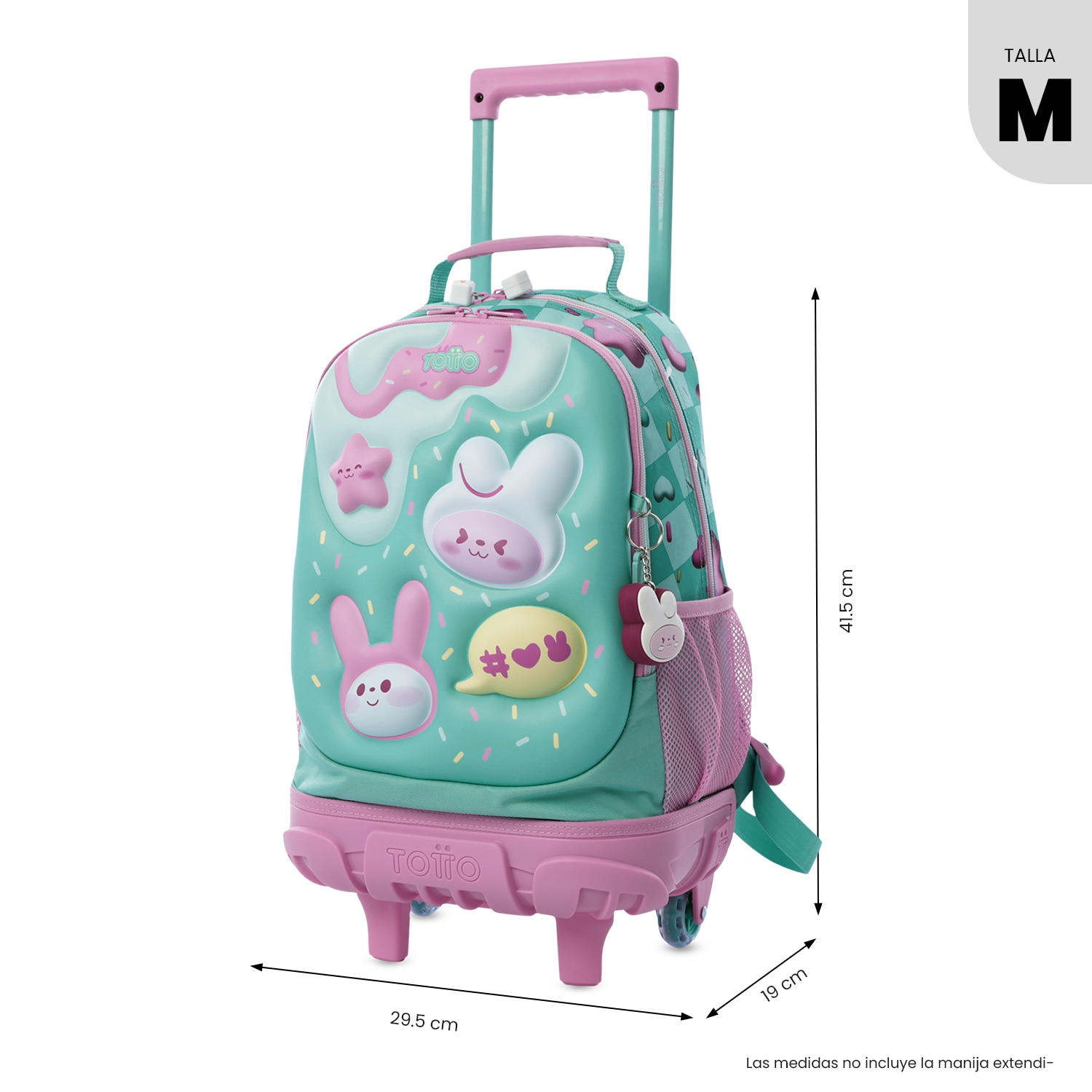 Mochila infantil ruedas totto bunny pump con bolsillos laterales y capacidad de 23.26l Azul-3