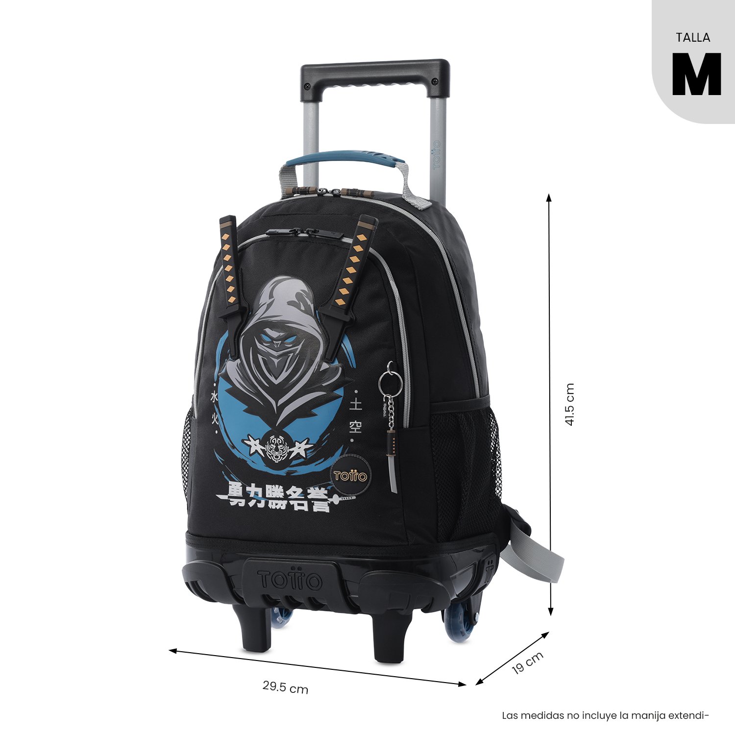 Mochila Totto de ruedas Hanzo M primaria, medidas 29.5 x 41.5 x 19