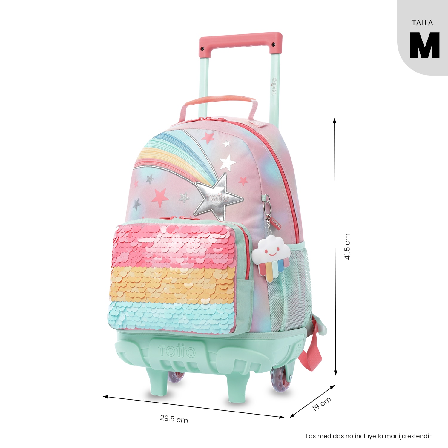 Mochila infantil ruedas Totto Rainbow Star M Rosa-4