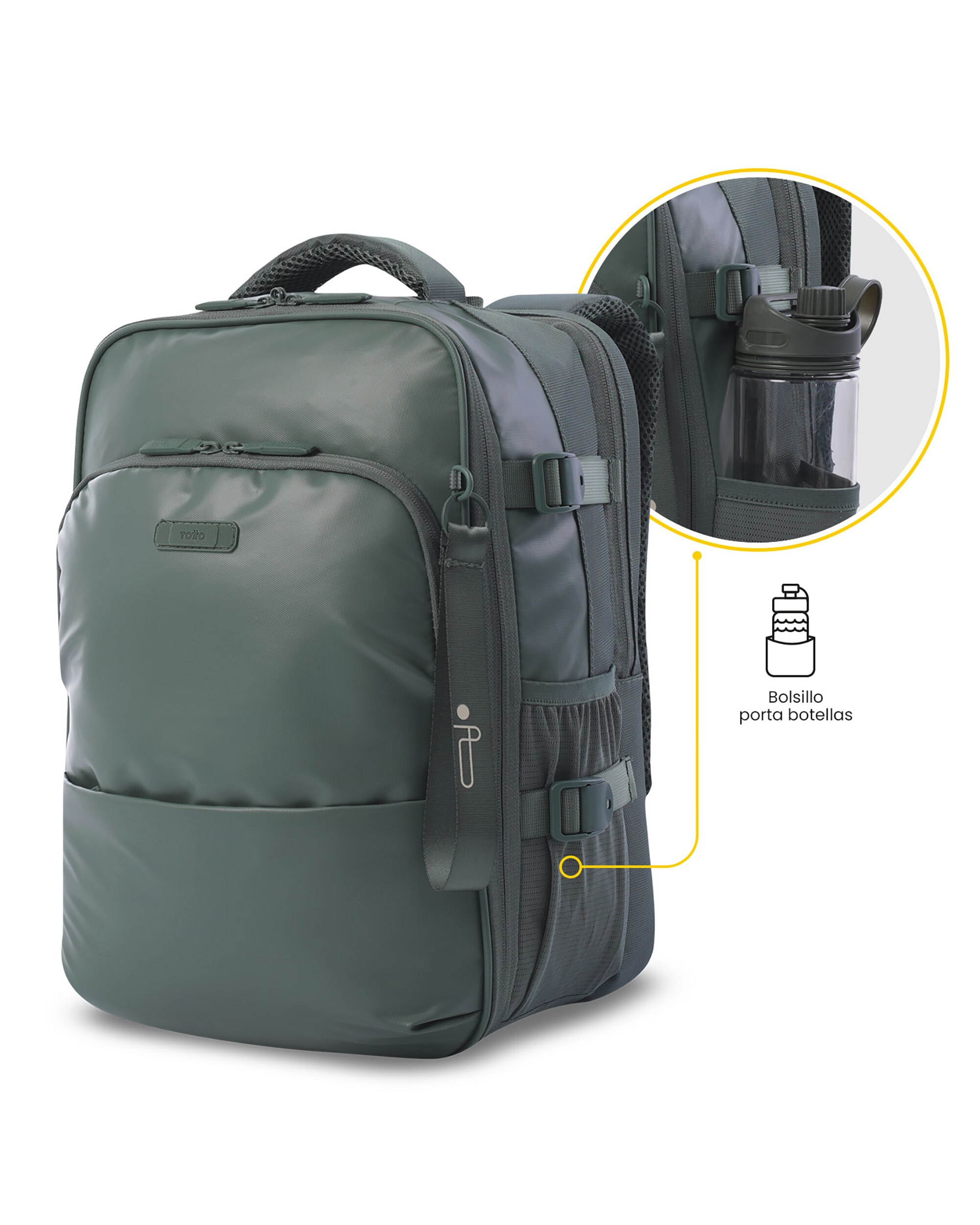 Mochila viaje trip con capacidad de 18.79l - Totto - Verde Verde-6