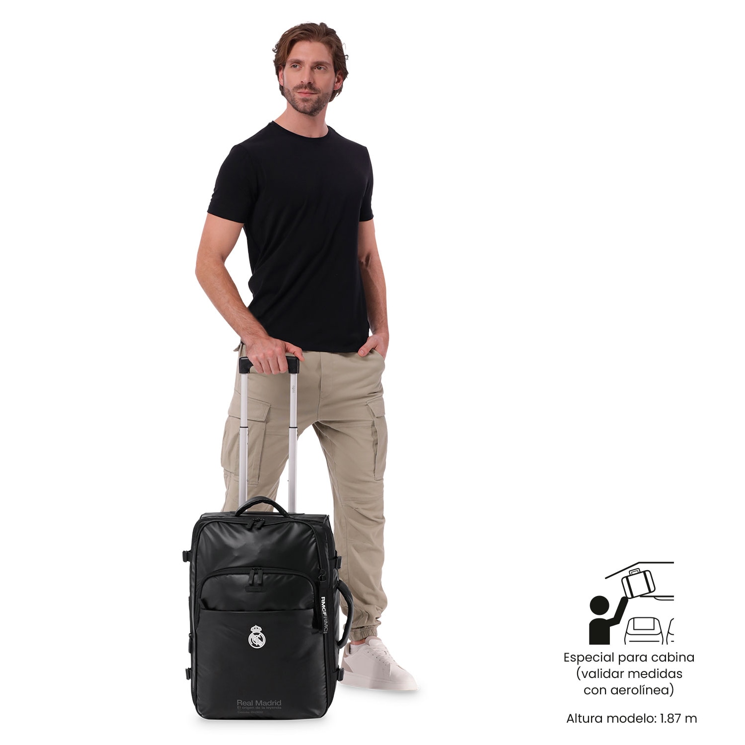 Totto Maleta de cabina Real Madrid blanda con capacidad 34,99L - Negro Negro-3