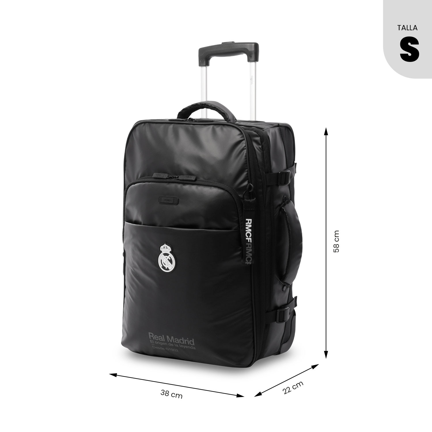 Totto Maleta de cabina Real Madrid blanda con capacidad 34,99L - Negro Negro-5