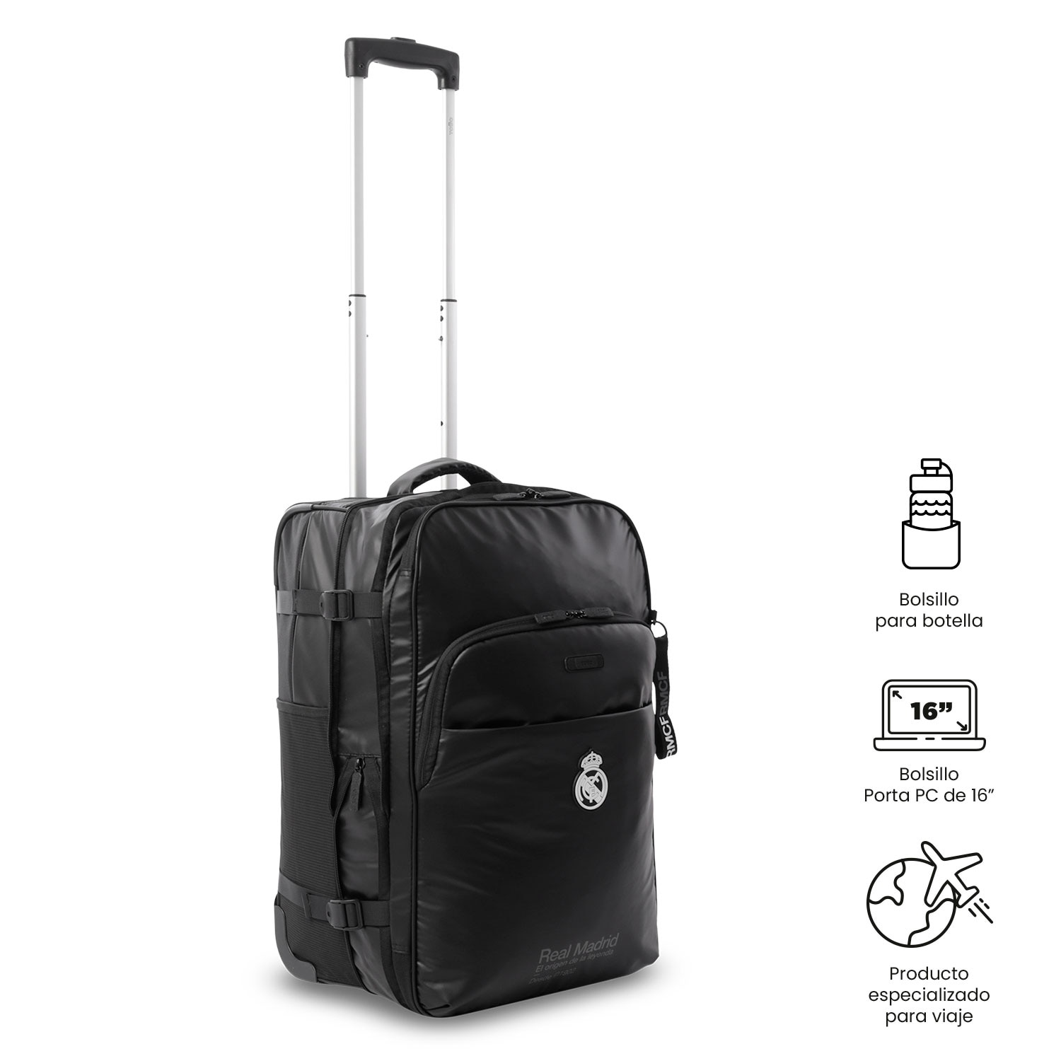 Totto Maleta de cabina Real Madrid blanda con capacidad 34,99L - Negro Negro-8