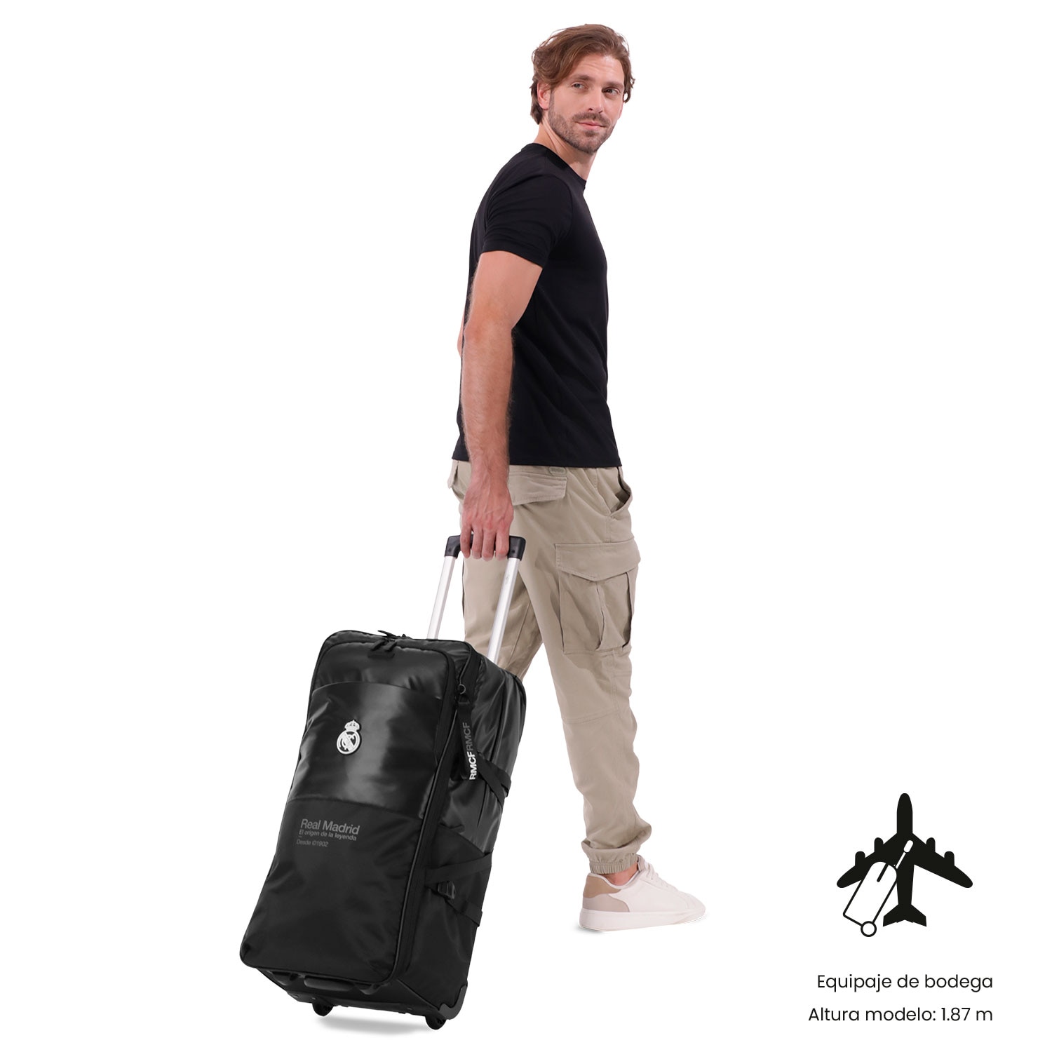 Totto Maleta mediana Real Madrid blanda con capacidad 50,75L - Negro Negro-3