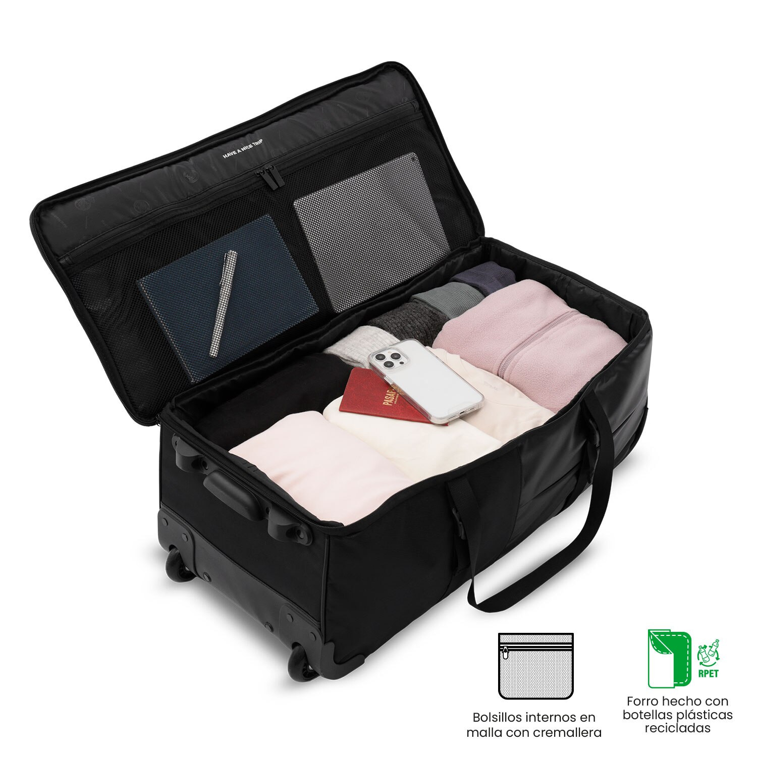 Totto Maleta mediana Real Madrid blanda con capacidad 50,75L - Negro Negro-6