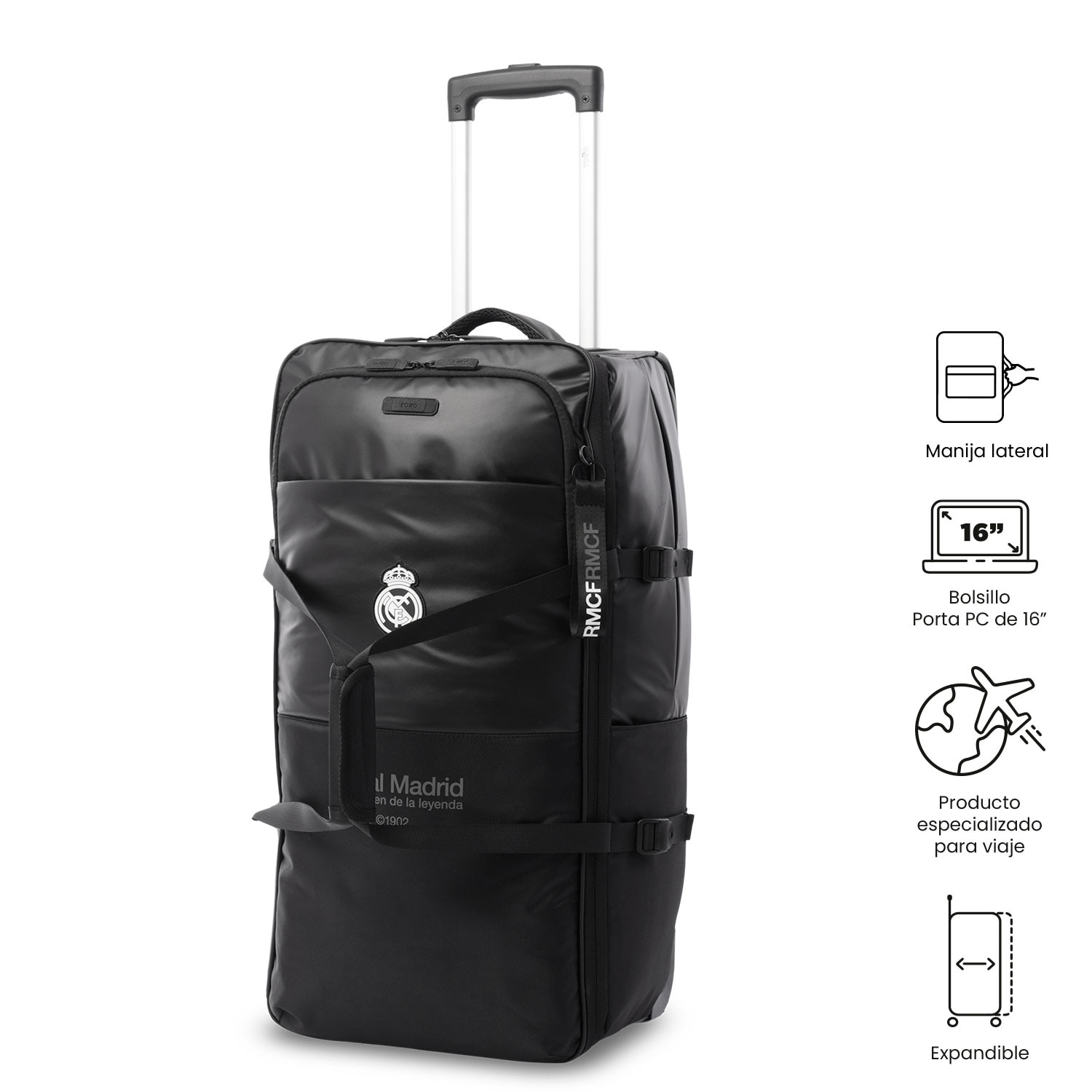 Totto Maleta mediana Real Madrid blanda con capacidad 50,75L - Negro Negro-7