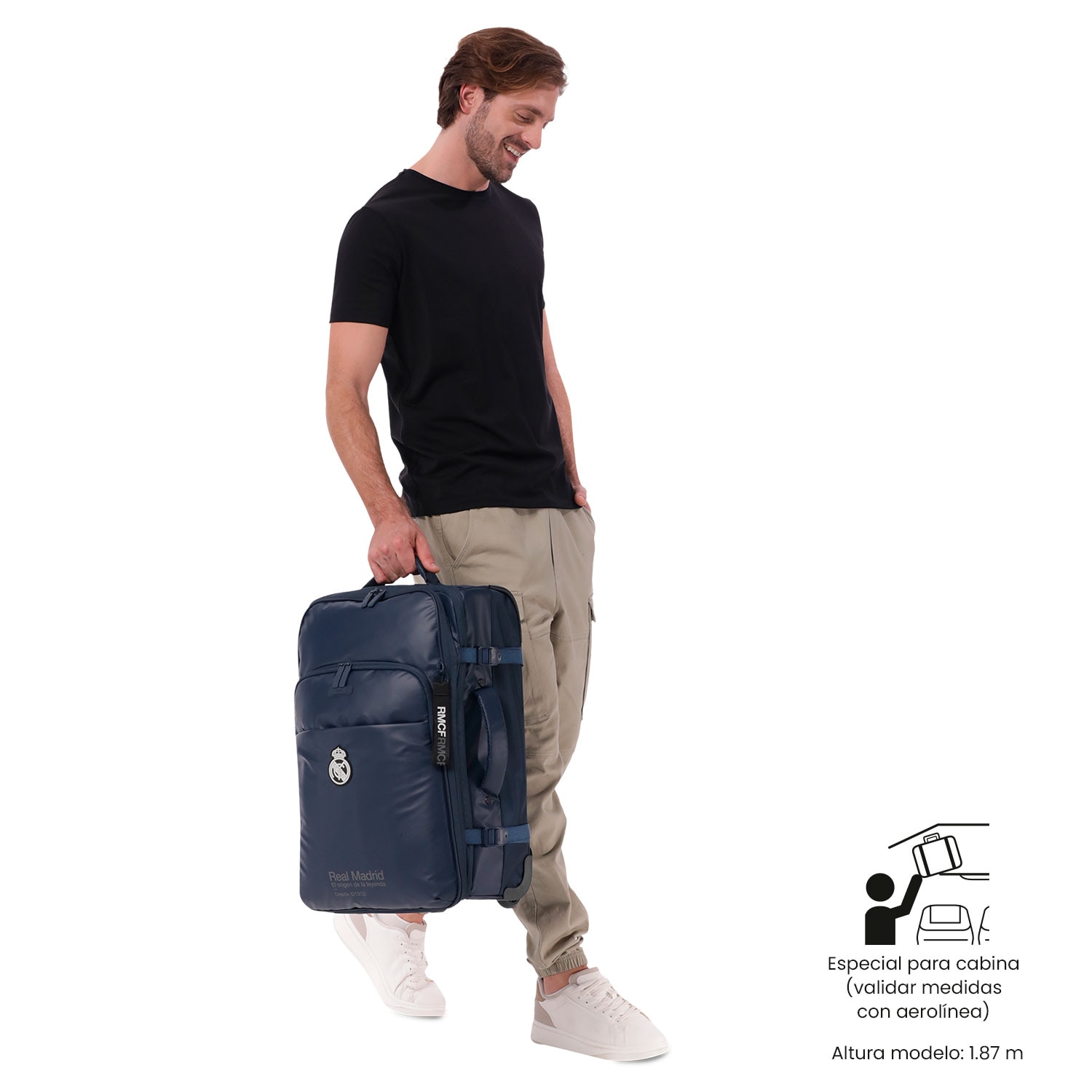 Totto Maleta de cabina Real Madrid blanda con capacidad 34,99L - Azul Azul-3