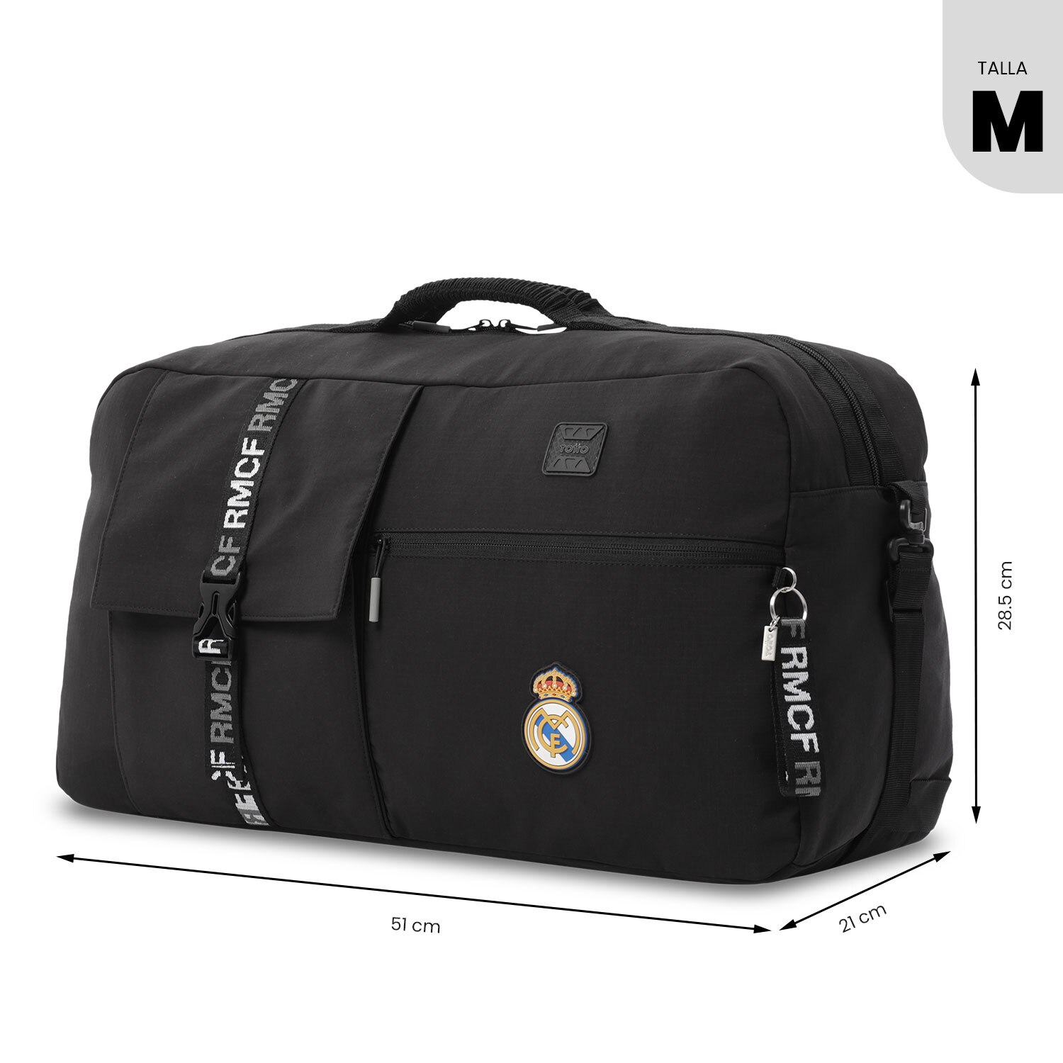 Totto Bolsa de viaje mediana Real Madrid con capacidad 30,5L - Negro Negro-5