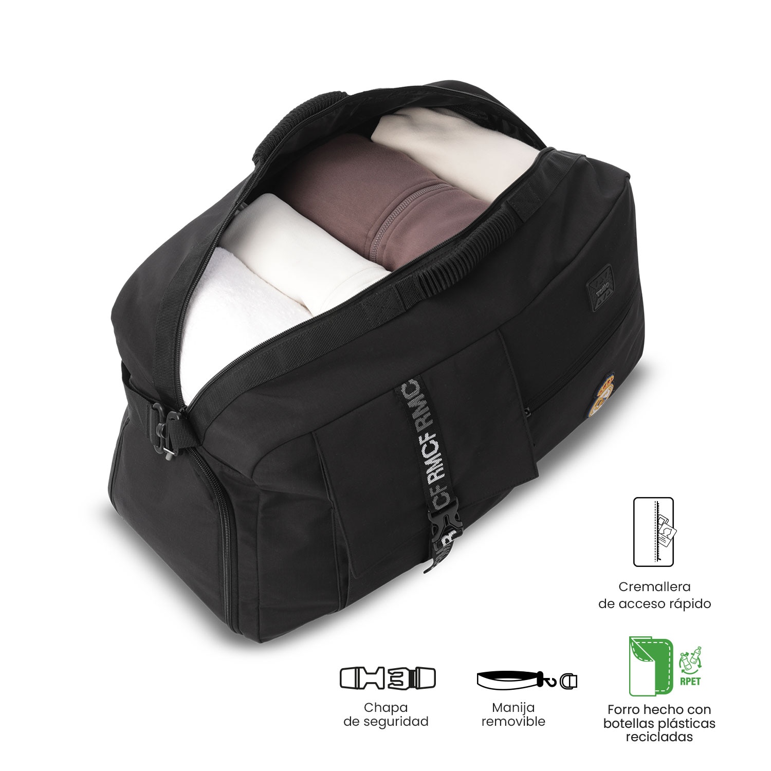 Totto Bolsa de viaje mediana Real Madrid con capacidad 30,5L - Negro Negro-6