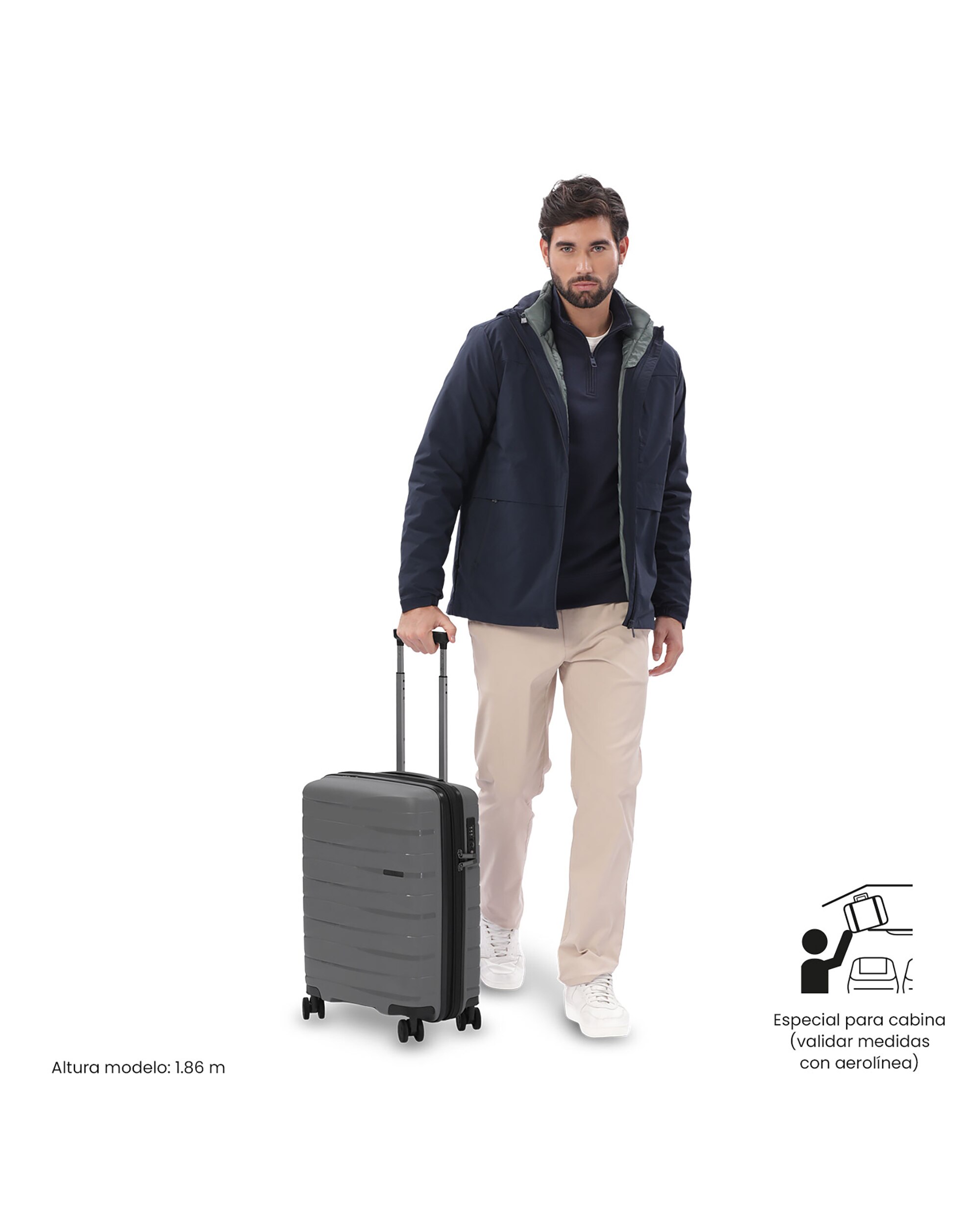 Maleta de cabina glide s rígida con capacidad de 42.40l - Totto - Gris Gris-3