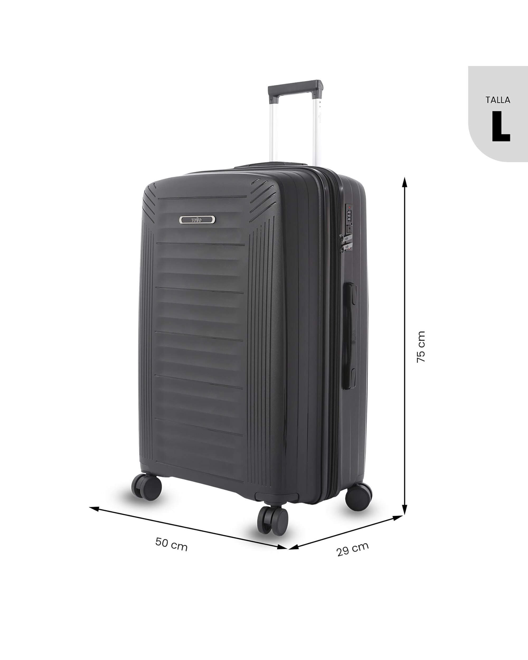 Maleta grande trulli l rígida con capacidad de 101.19l - Totto - Negro Negro-4