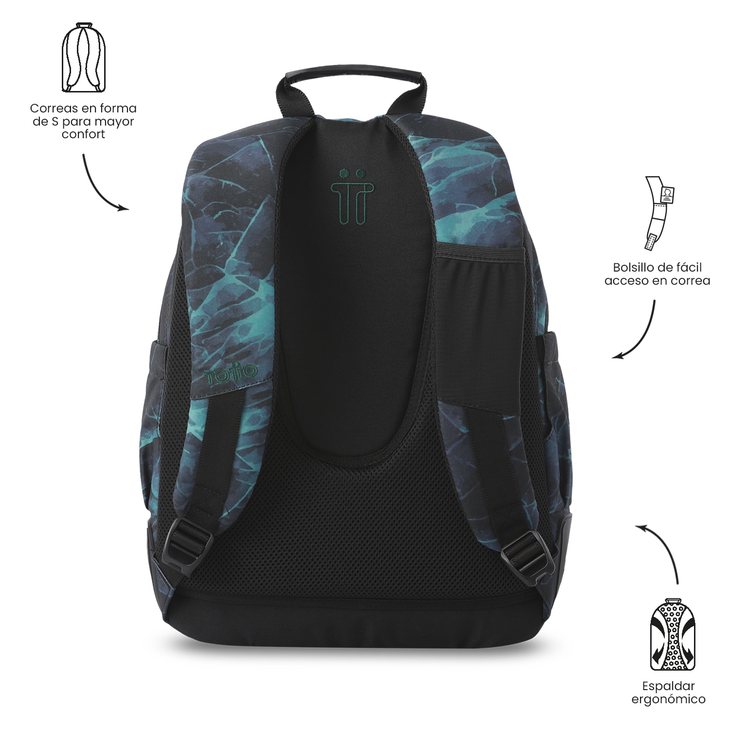 Mochila escolar Totto Rayol Negro-5
