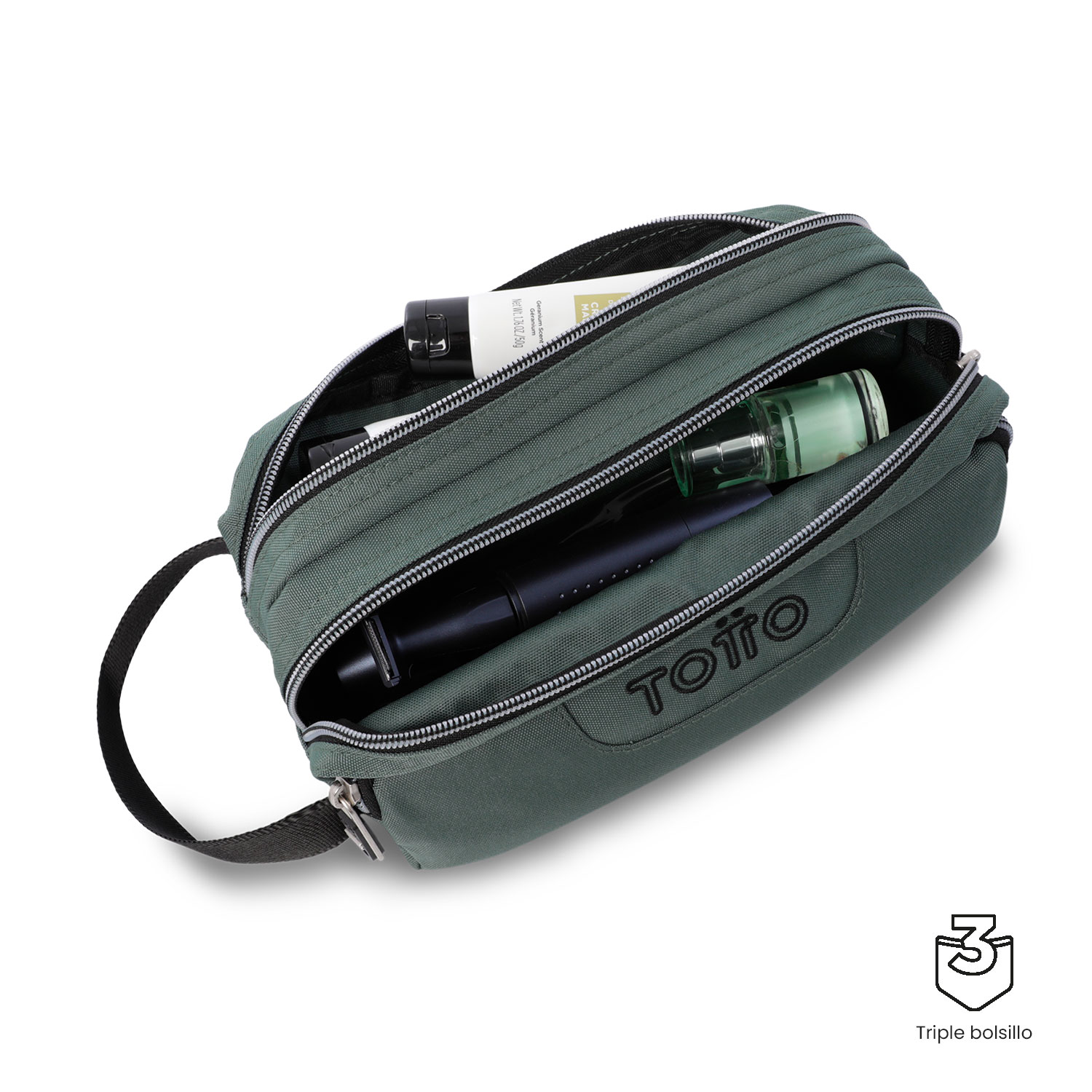 Estuche Totto Agapec Ecole Solid con 3 compartimentos Verde-4