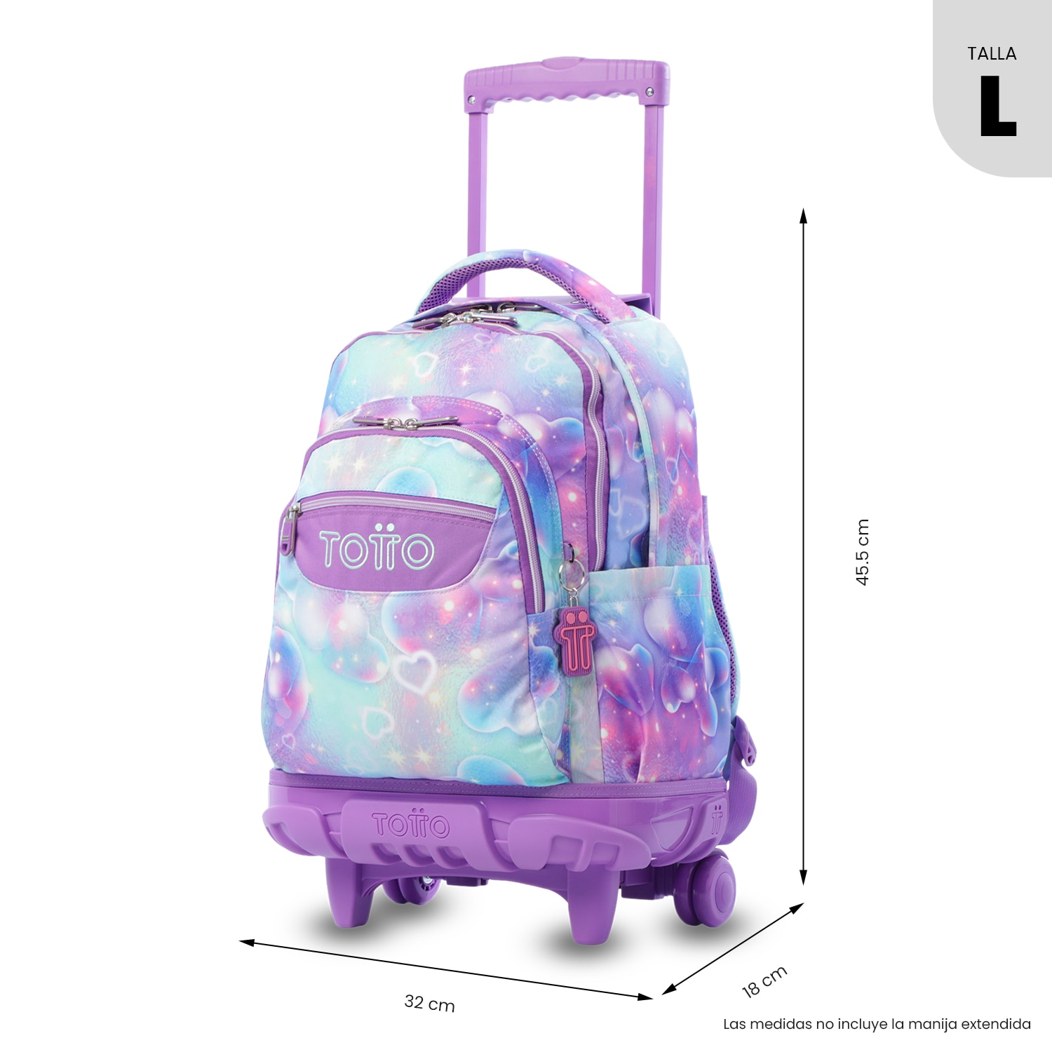 Mochila escolar ruedas Totto Renglones Morado-4