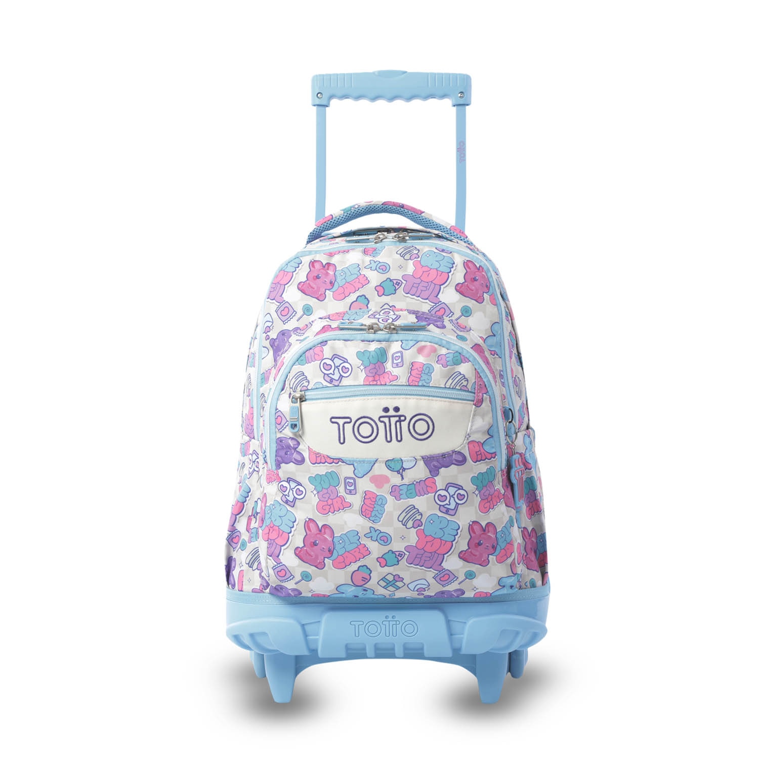 Mochila escolar ruedas Totto Renglones Rosa-2