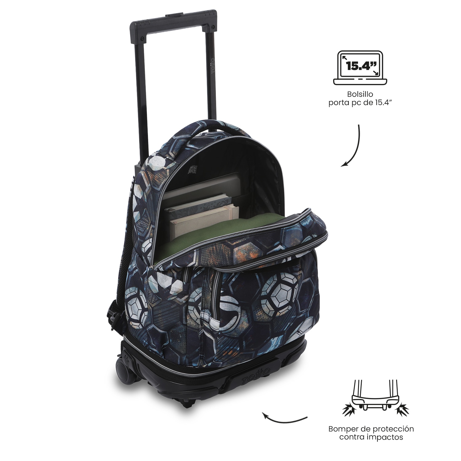 Mochila escolar ruedas Totto Tiza Negro-8