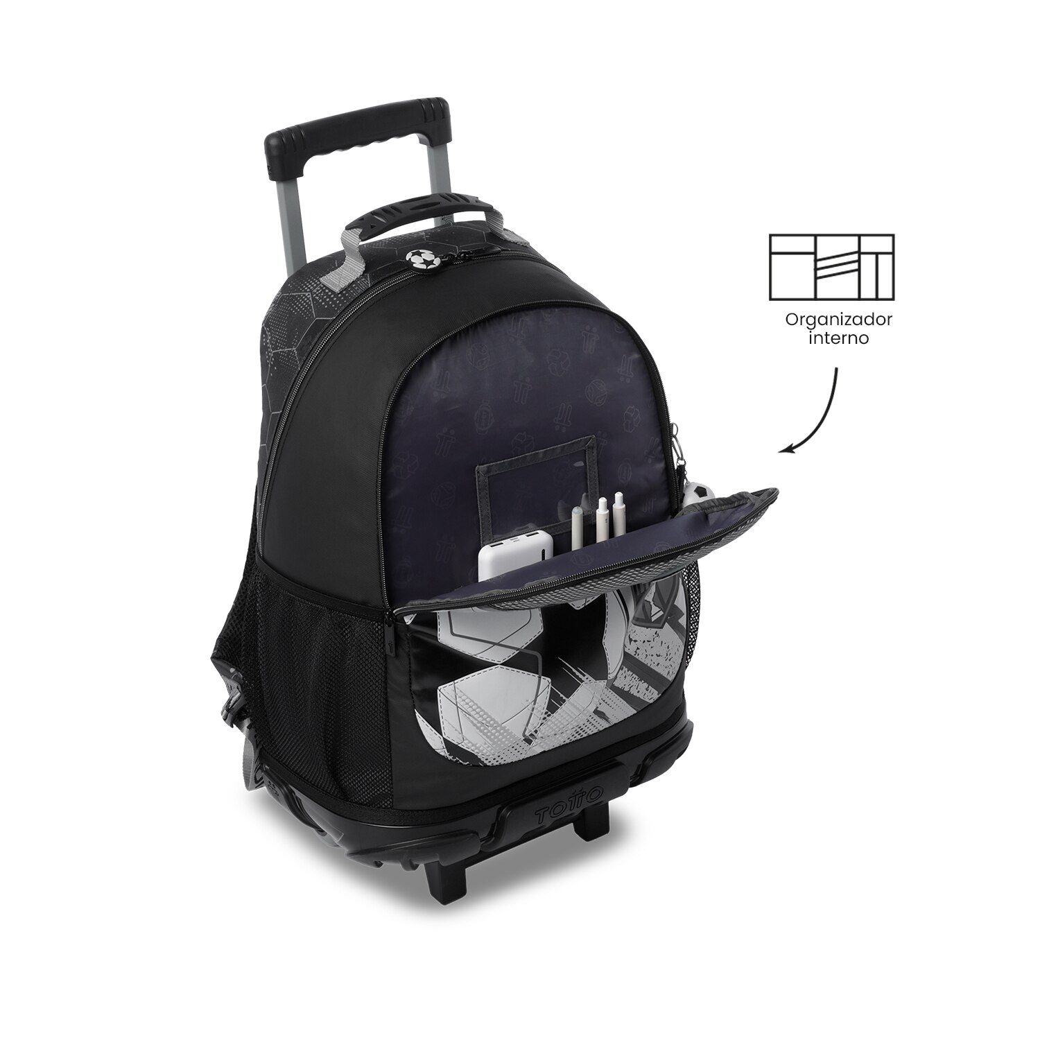 Mochila infantil ruedas Totto Champion L Negro-7