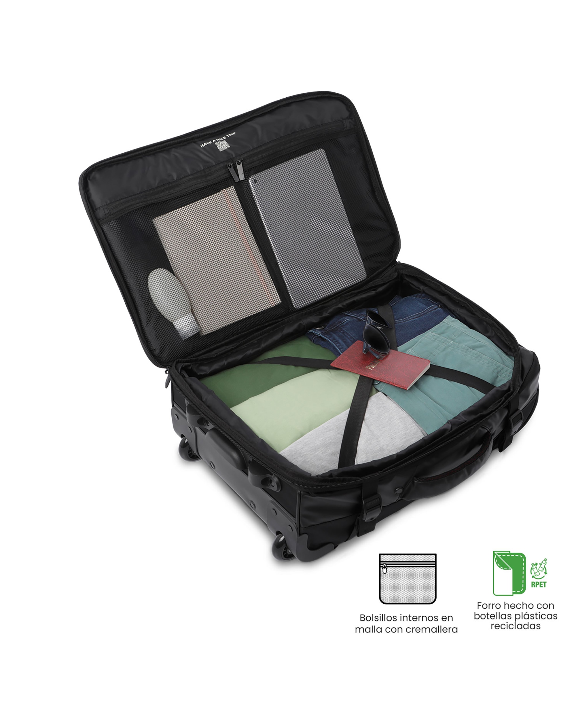 Maleta de cabina trip s blanda con capacidad de 34.99l - Totto - Negro Negro-5