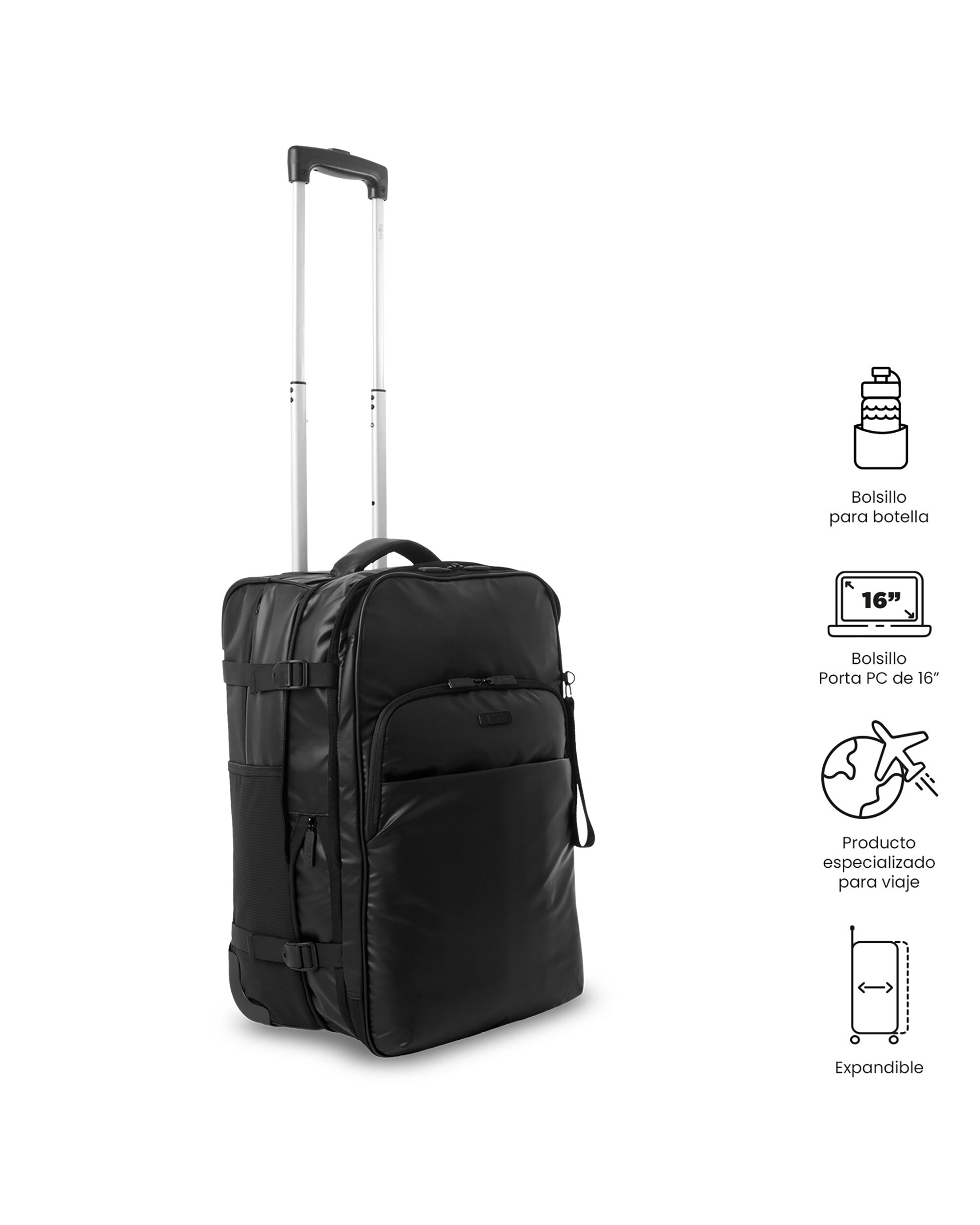 Maleta de cabina trip s blanda con capacidad de 34.99l - Totto - Negro Negro-6