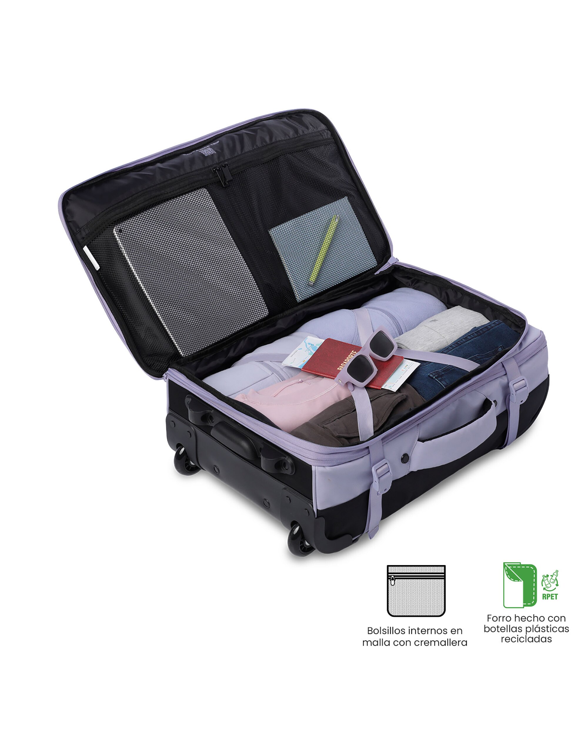 Maleta de cabina trip s blanda con capacidad de 34.99l - Totto - Morado Morado-5