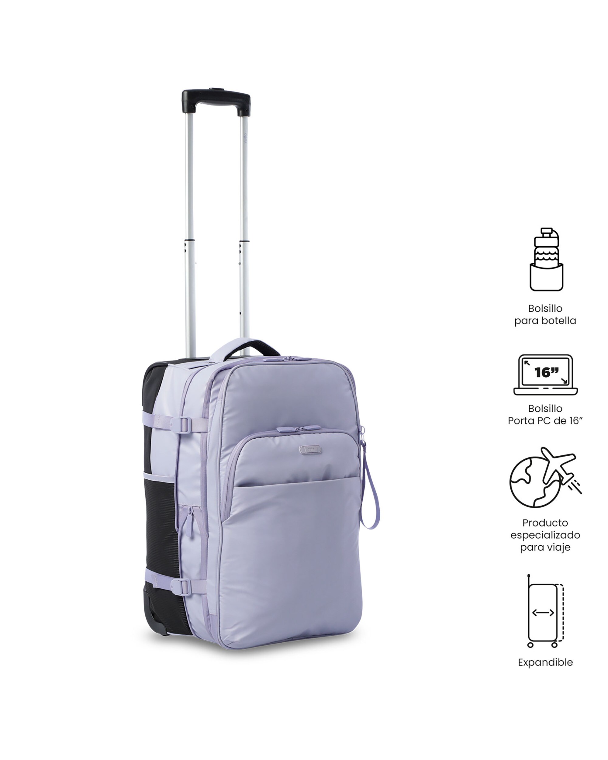 Maleta de cabina trip s blanda con capacidad de 34.99l - Totto - Morado Morado-6