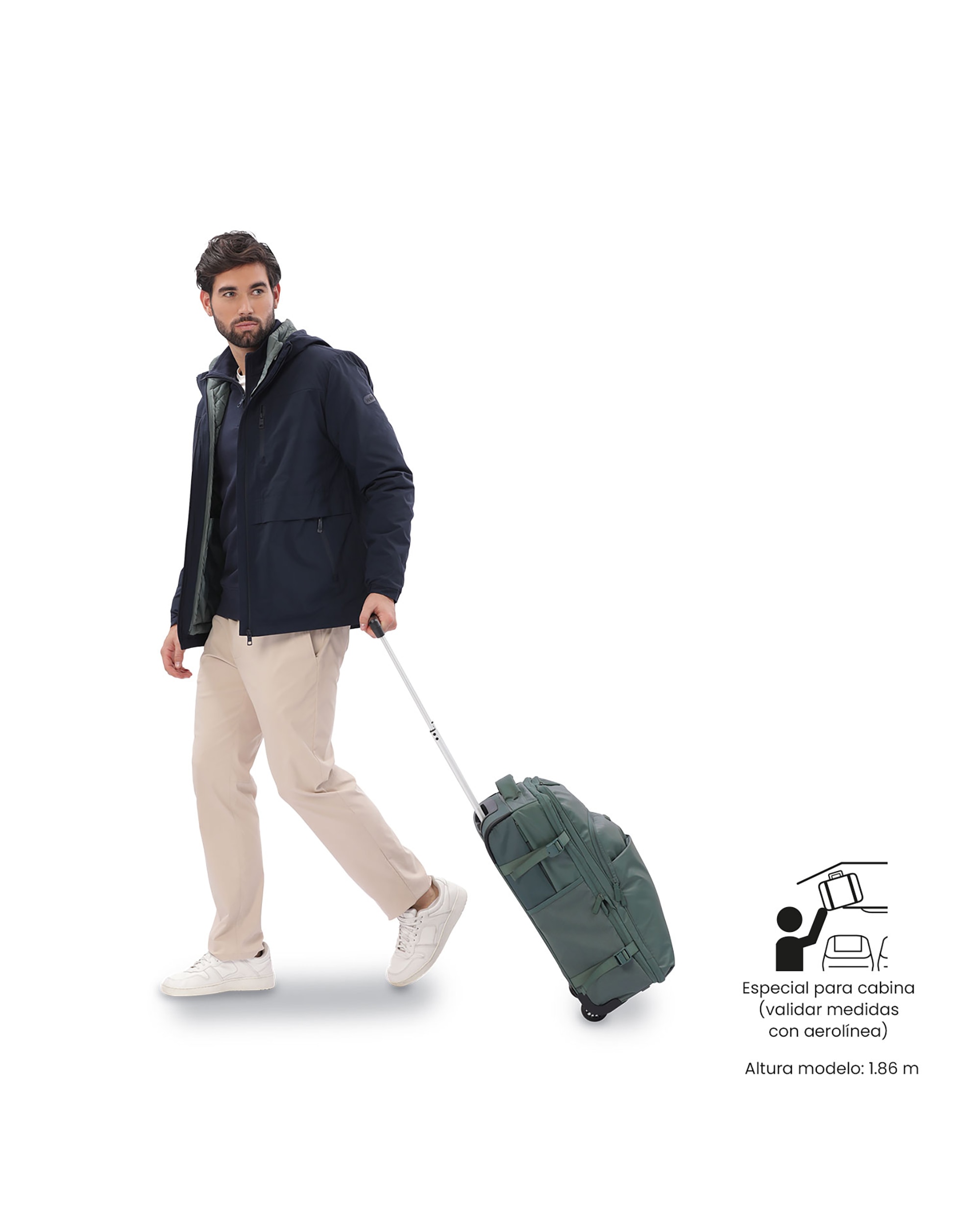 Maleta de cabina trip s blanda con capacidad de 34.99l - Totto - Verde Verde-3