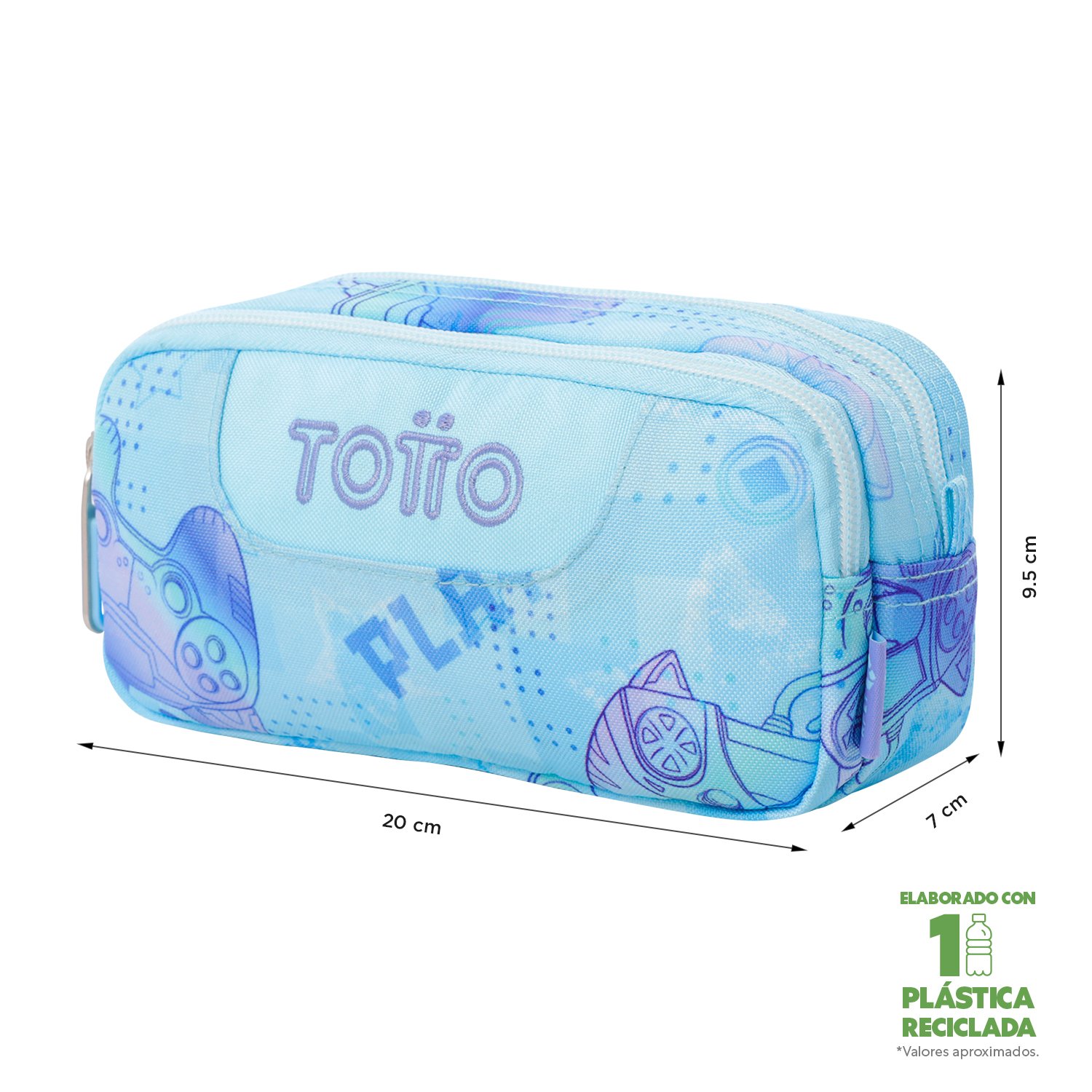 Estuche Totto Sobre 2 compartimentos Celeste-2