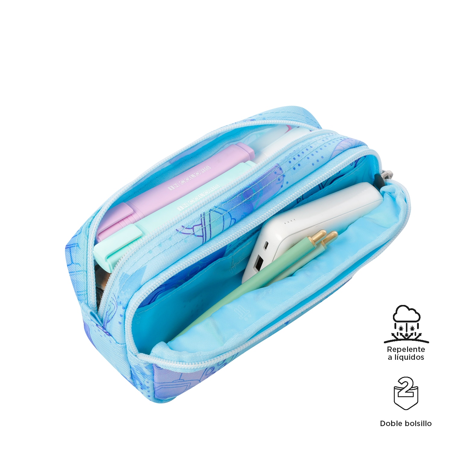 Estuche Totto Sobre 2 compartimentos Celeste-3