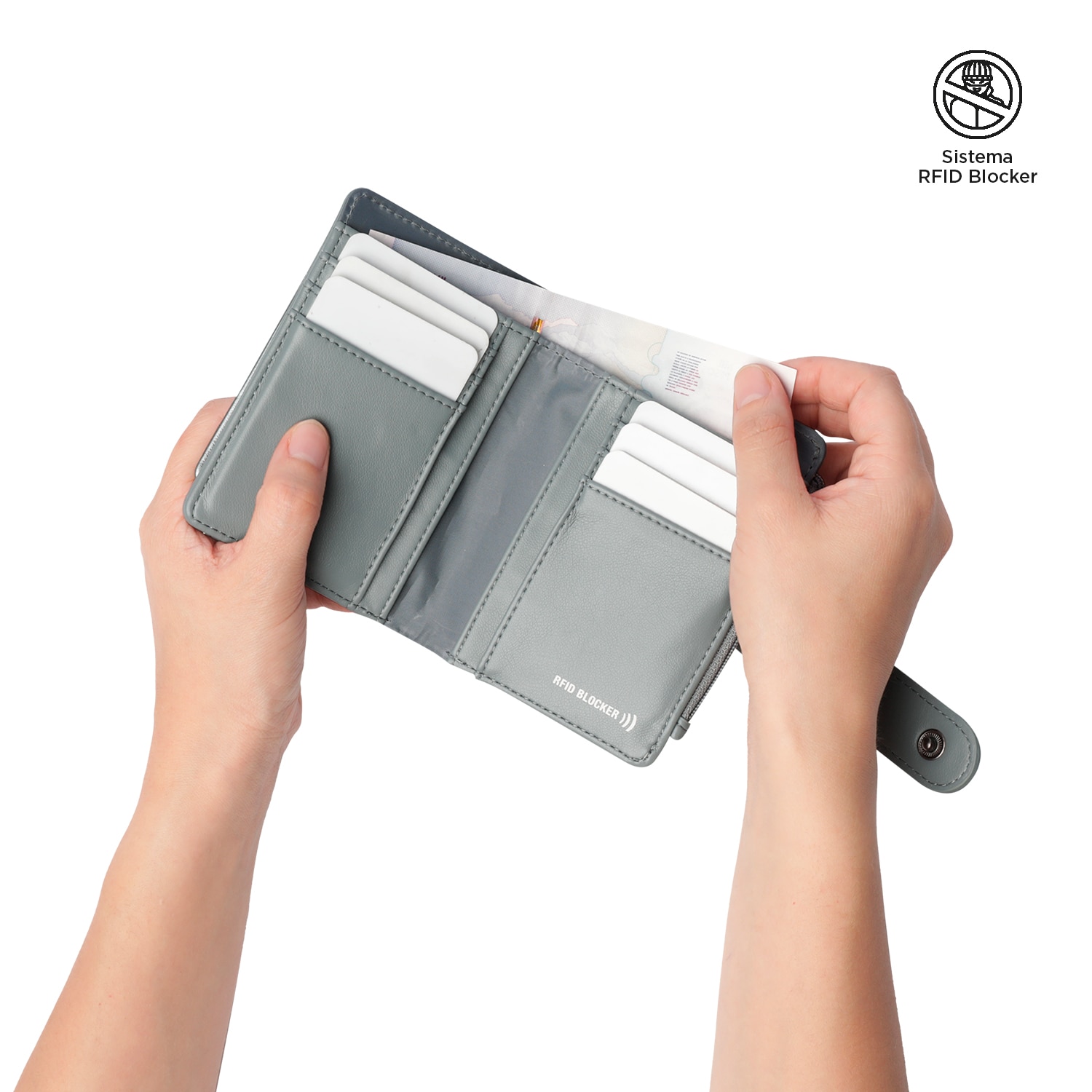 Imagen 3 de Billetera totto style dull con protección rfid y bolsillo monedero Gris