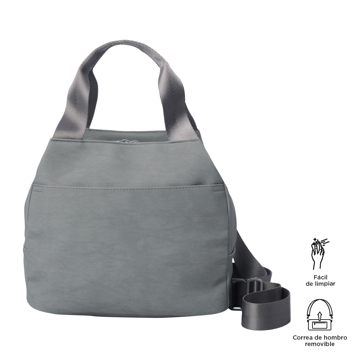 Portameriendas adulto totto bow con bolsillo auxiliar y correa removible Gris-5