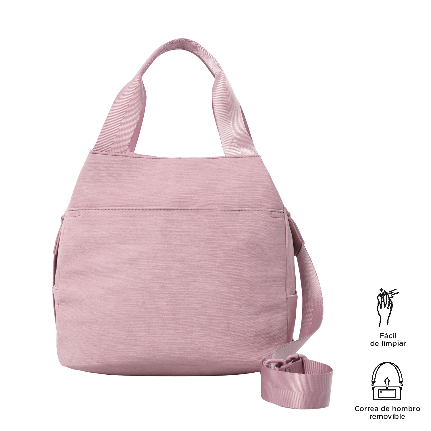 Portameriendas adulto totto bow con bolsillo auxiliar y correa removible Lila-5