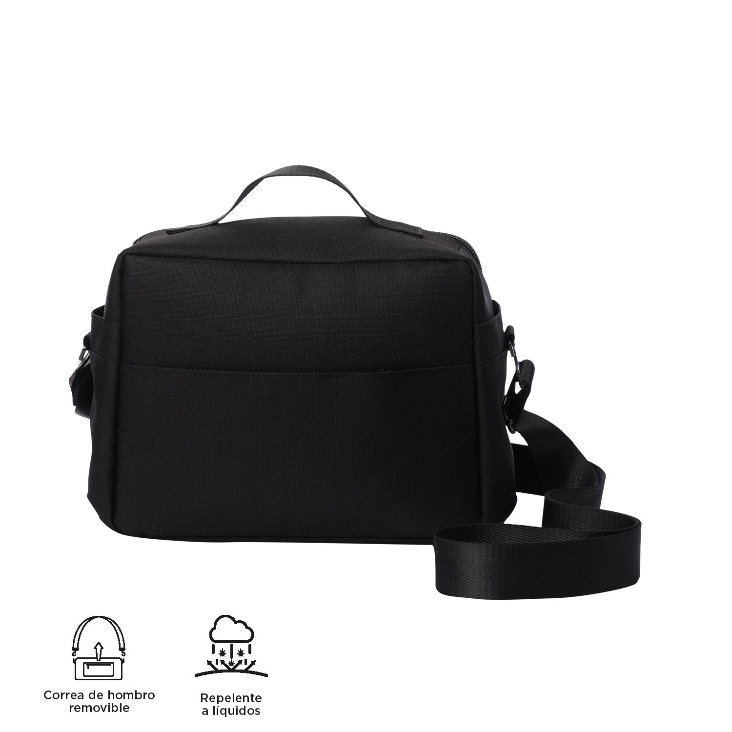 Portameriendas adulto totto canvas de fácil limpieza y bolsillo auxiliar Negro-4