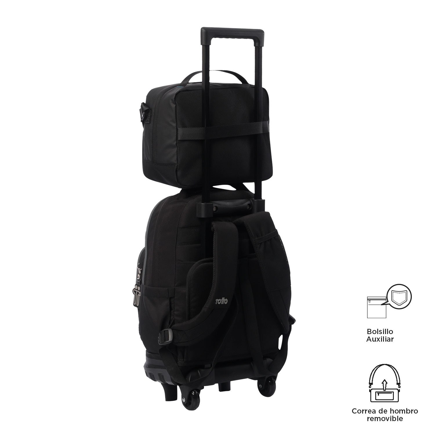 Portameriendas adulto totto deploy con aislamiento térmico y bolsillo auxiliar Negro-5