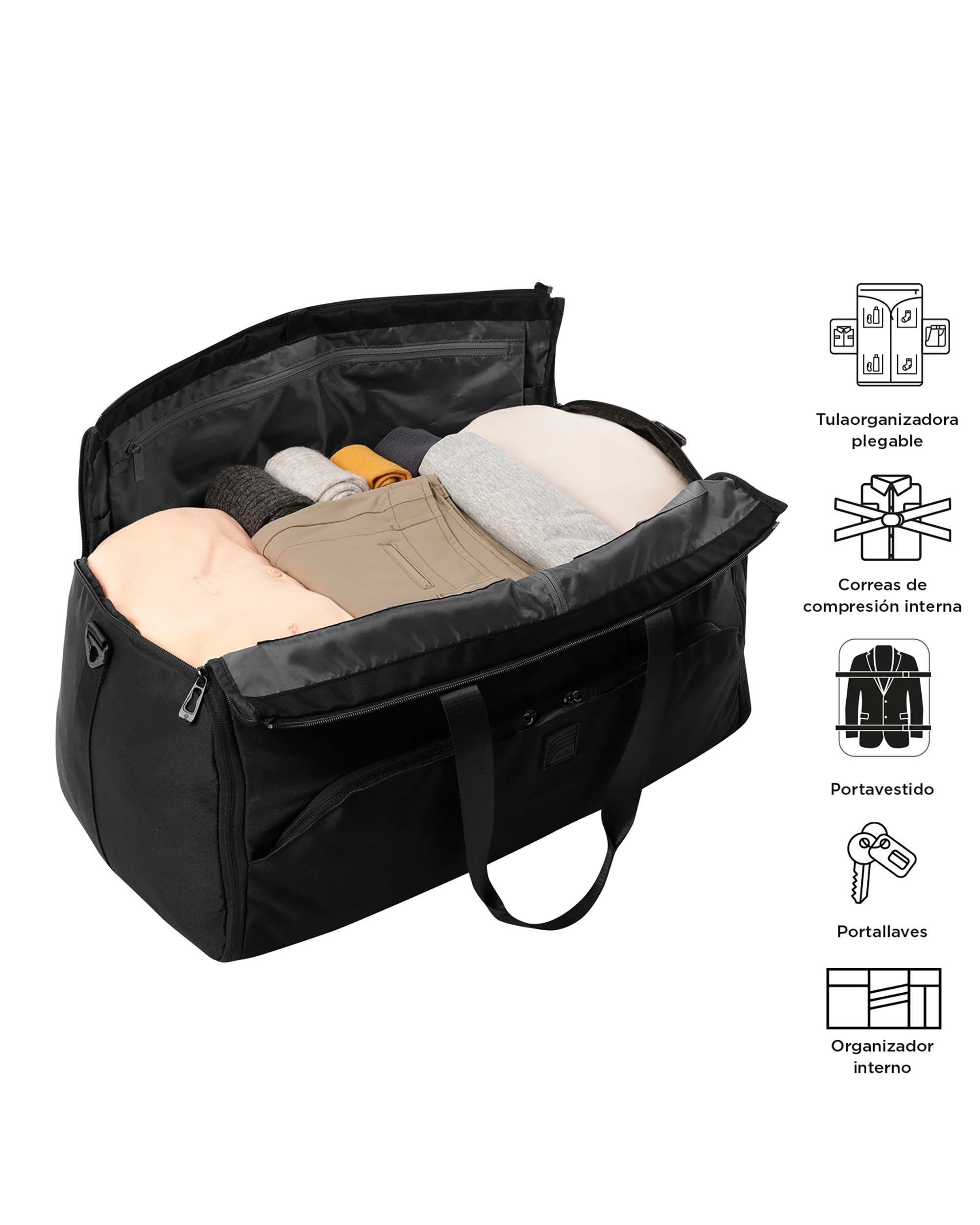 Bolsa grande Weekender Flex XL Negro con capacidad 51 L - Totto - Negro Negro-4