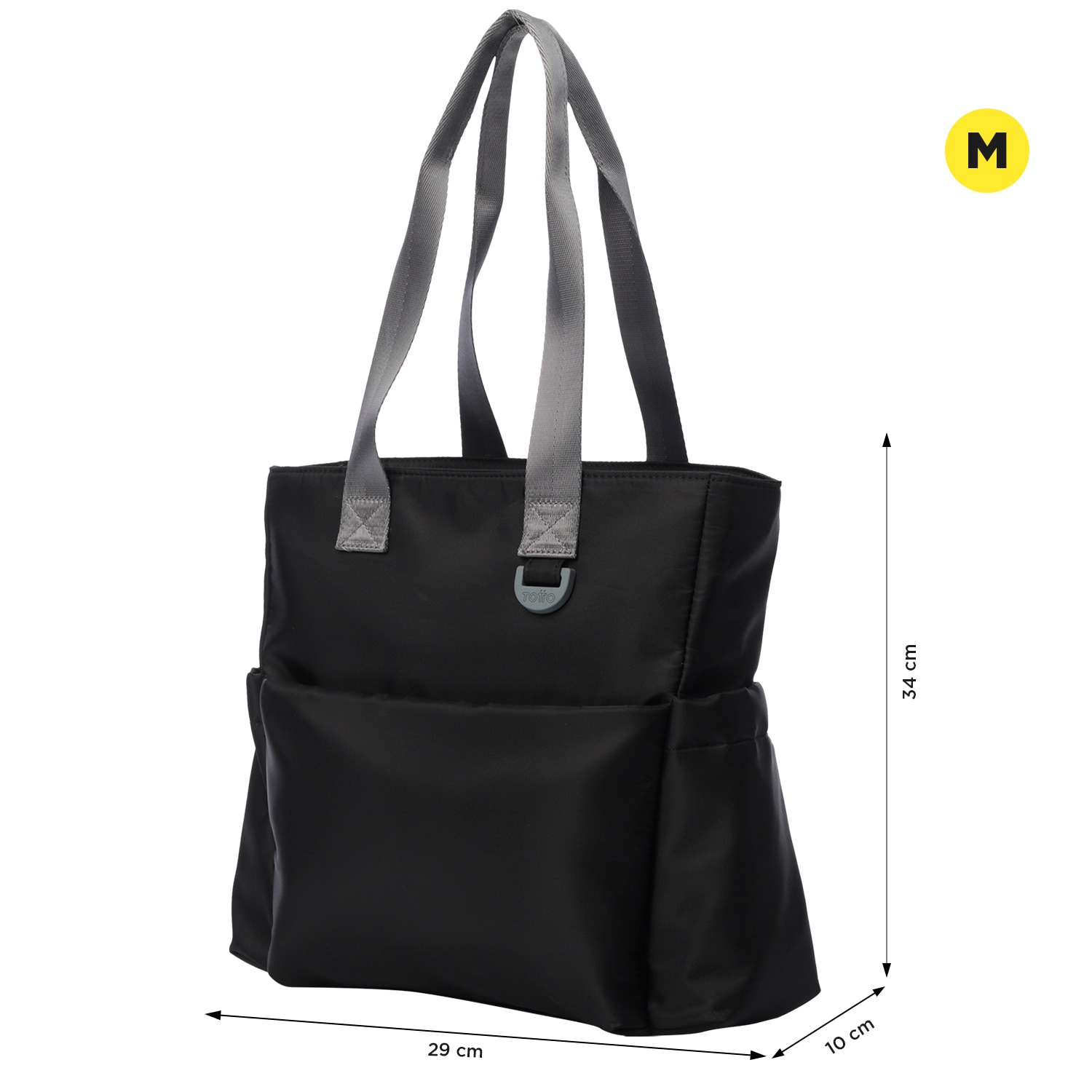 Bolso Totto Sue mediano capacidad 9.86 L Negro / Gris-3