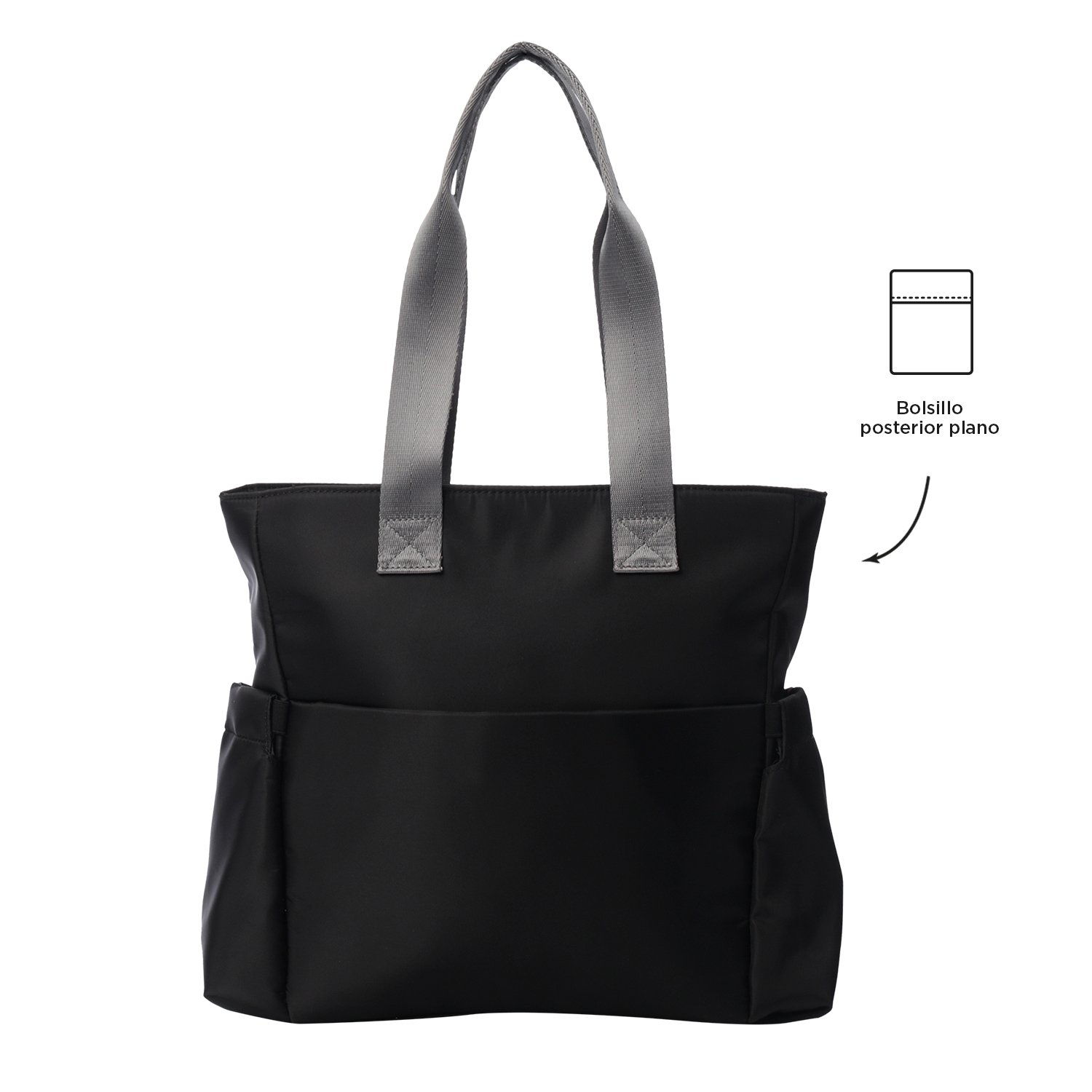 Bolso Totto Sue mediano capacidad 9.86 L Negro / Gris-4