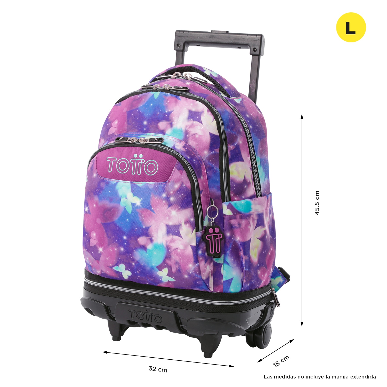 Mochila escolar ruedas totto tiza desmontable star butterfly para portátil de 15.4” y capacidad de 26l Morado-3