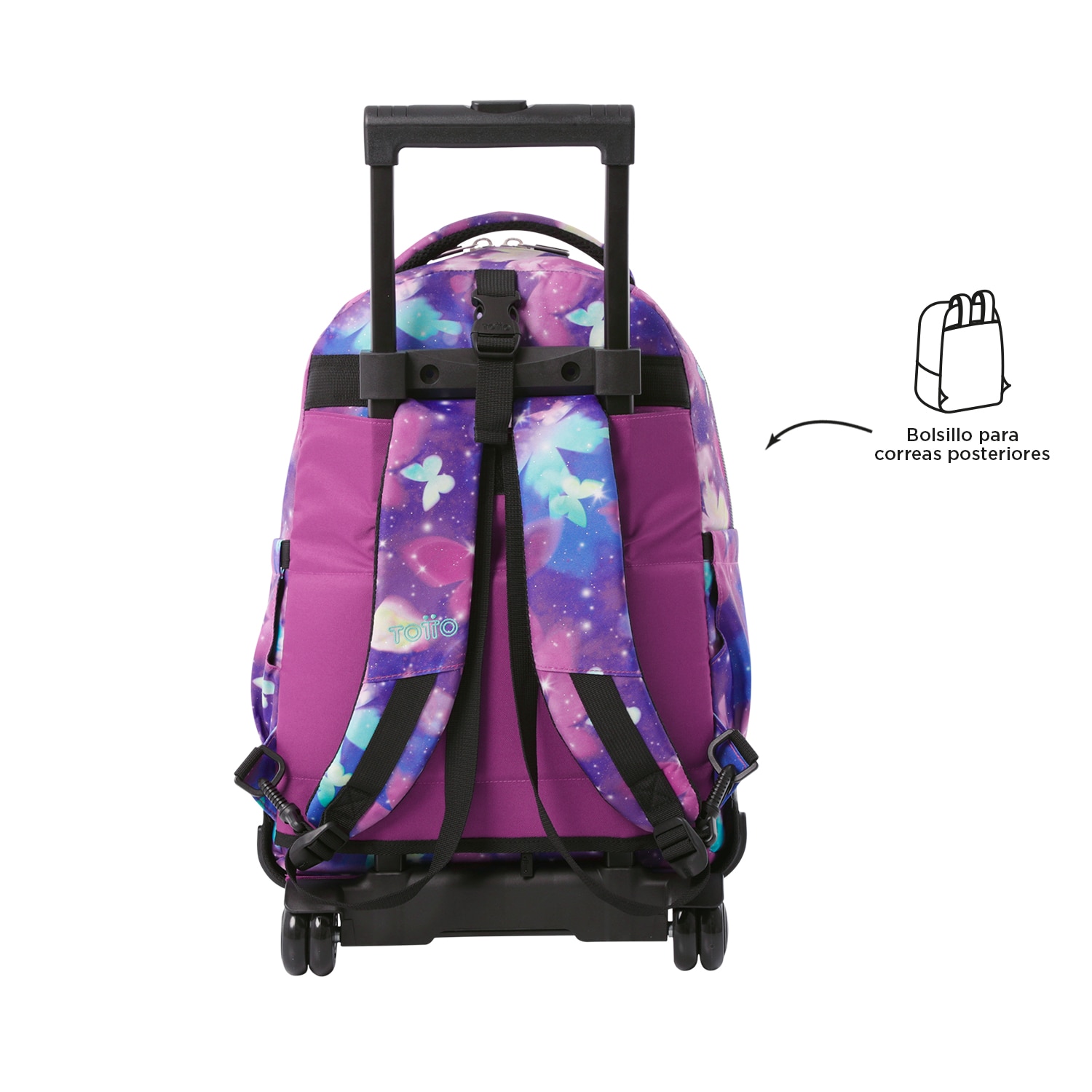 Mochila escolar ruedas totto tiza desmontable star butterfly para portátil de 15.4” y capacidad de 26l Morado-4
