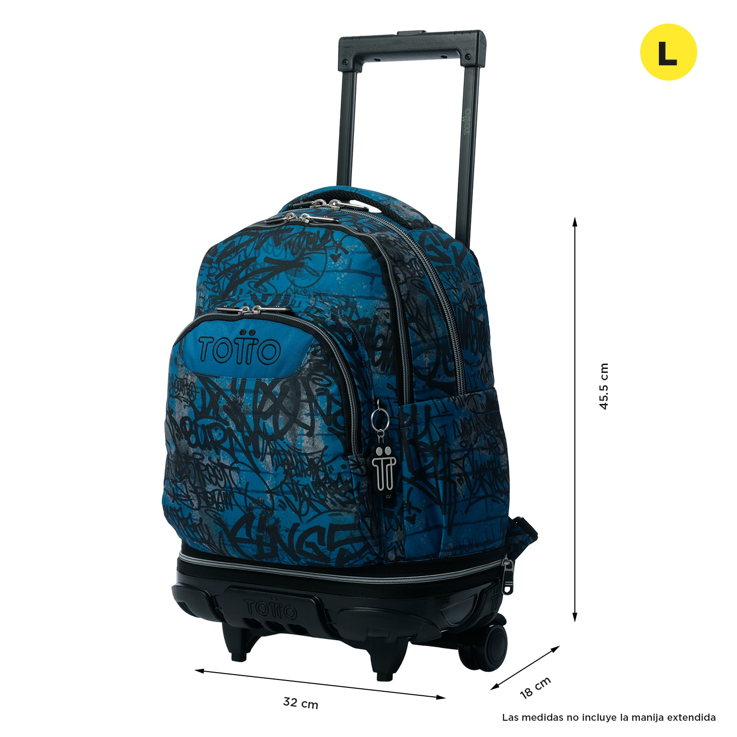 Mochila escolar ruedas totto tiza desmontable urban graph para portátil de 15.4” y capacidad de 26l Azul-3
