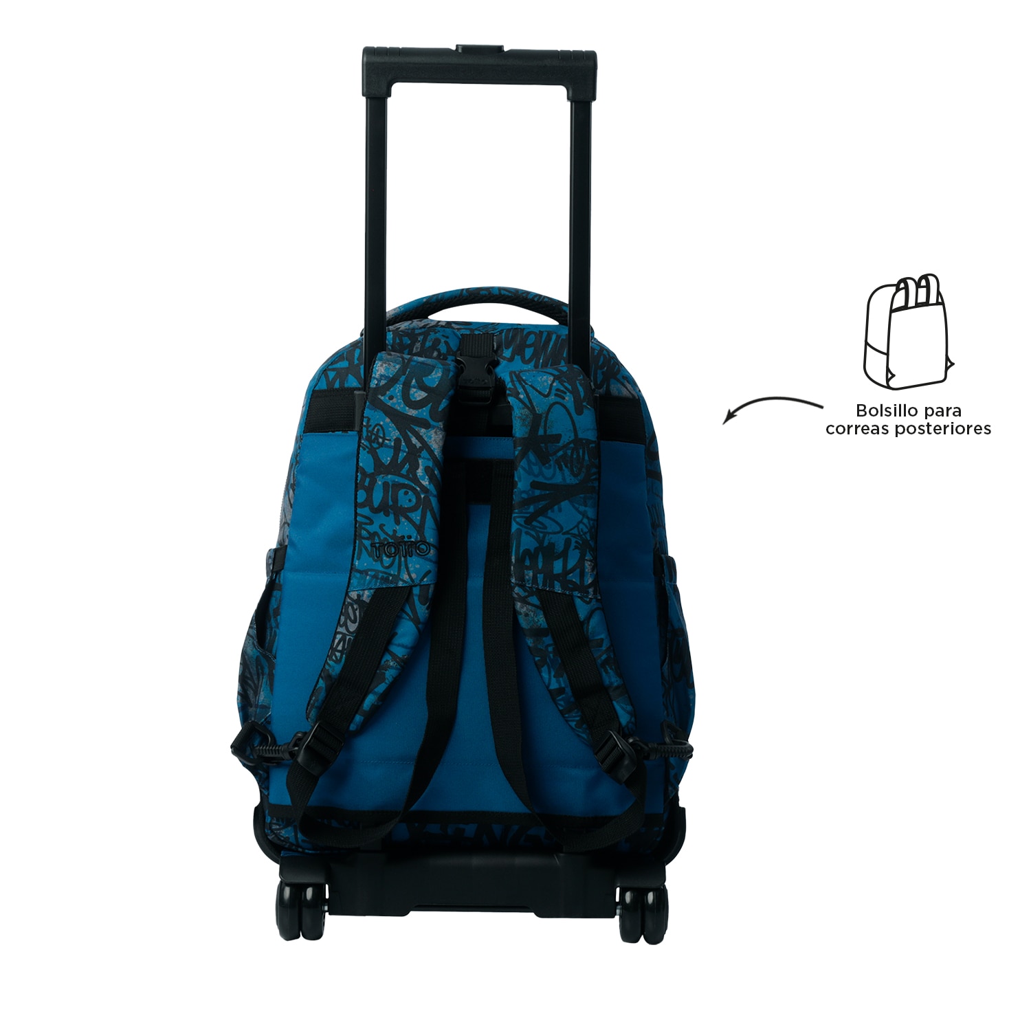Mochila escolar ruedas totto tiza desmontable urban graph para portátil de 15.4” y capacidad de 26l Azul-4