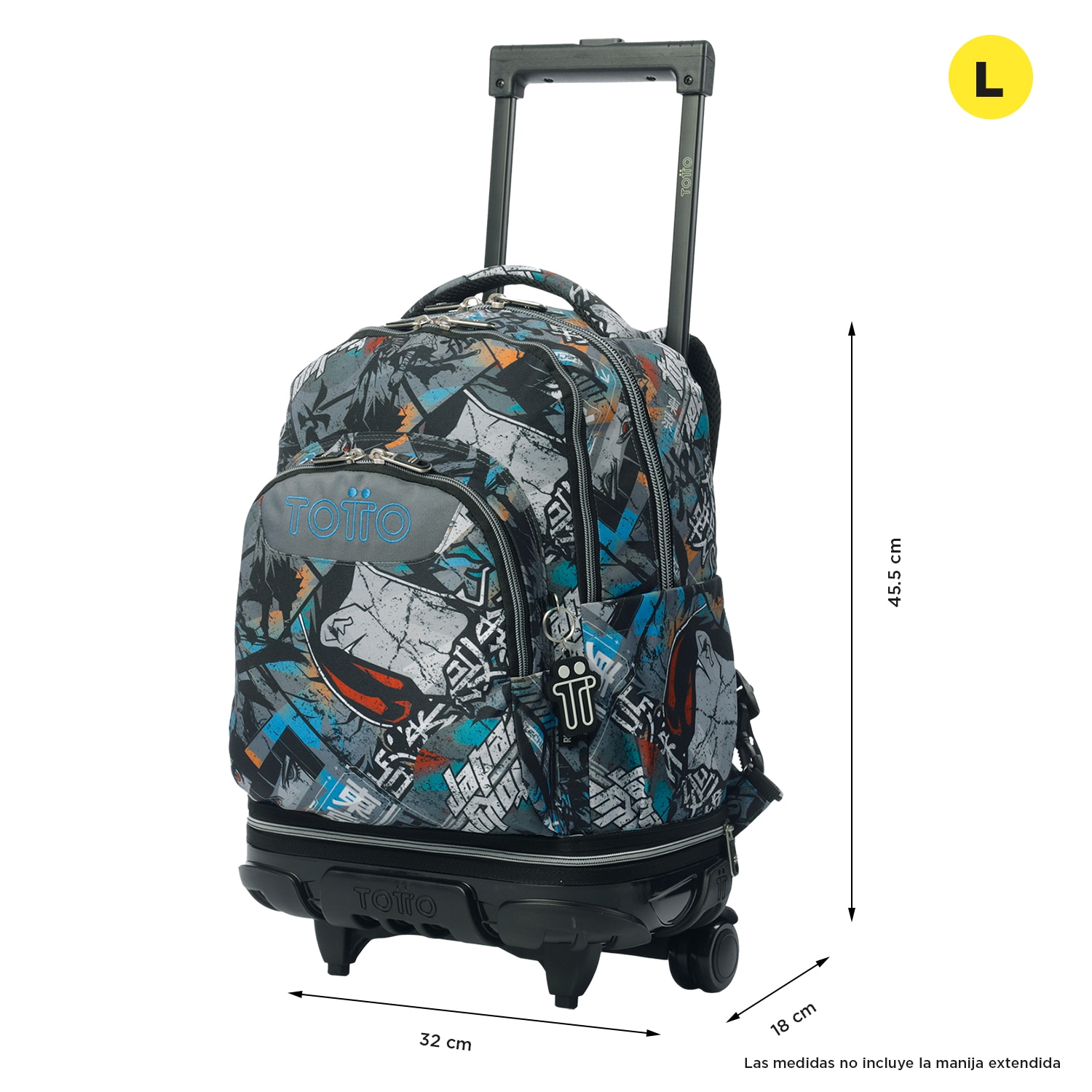 Mochila escolar ruedas totto tiza desmontable okubo para portátil de 15.4” y capacidad de 26l Gris / Azul-3