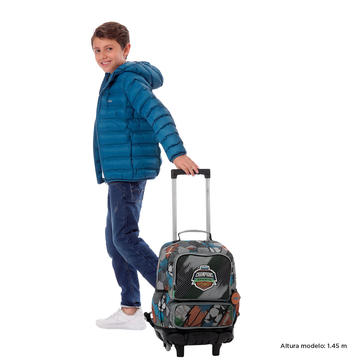 Mochila infantil ruedas totto multisport con bolsillos laterales y bolsillo frontal Multicolor-2