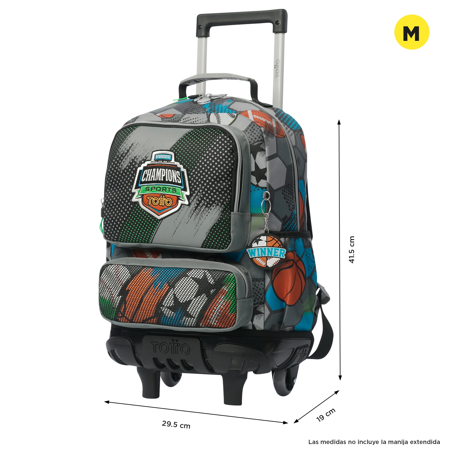 Mochila infantil ruedas totto multisport con bolsillos laterales y bolsillo frontal Multicolor-3
